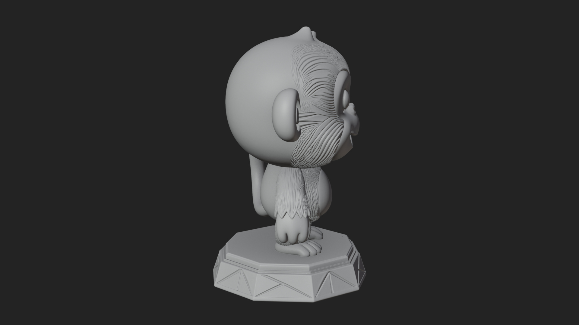 Cute Cartoon Monkey Statue Design 4 3D Print Model 3D Model
