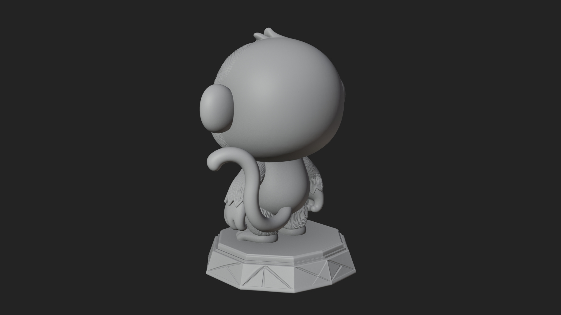 Cute Cartoon Monkey Statue Design 4 3D Print Model 3D Model