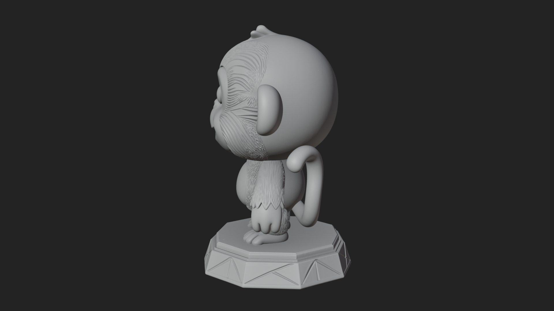 Cute Cartoon Monkey Statue Design 4 3D Print Model 3D Model