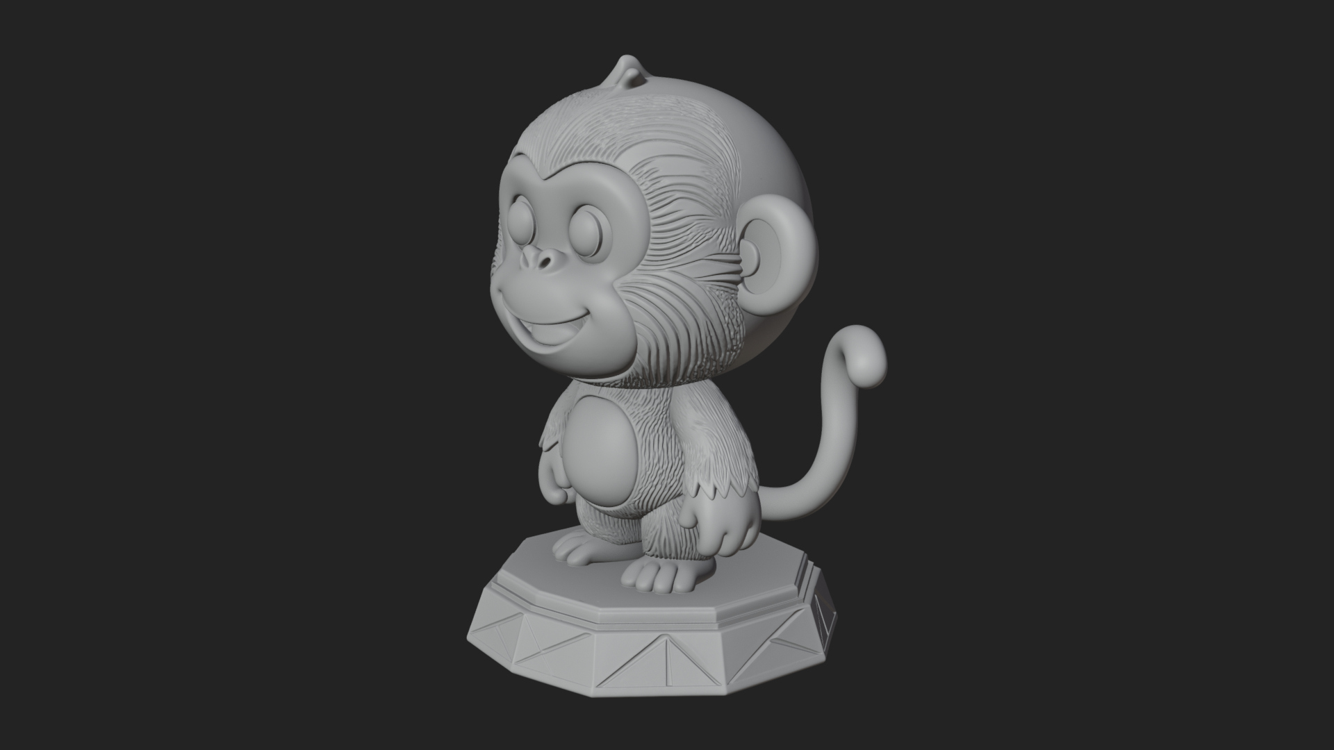 Cute Cartoon Monkey Statue Design 4 3D Print Model 3D Model