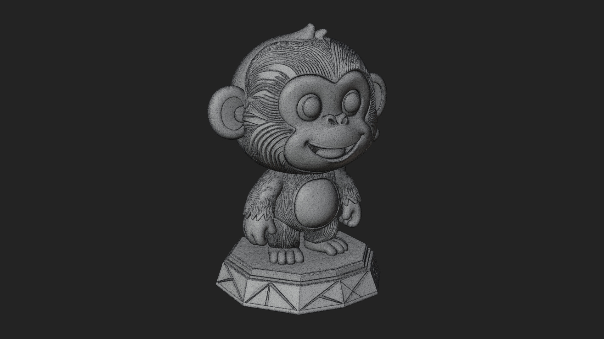 Cute Cartoon Monkey Statue Design 4 3D Print Model 3D Model