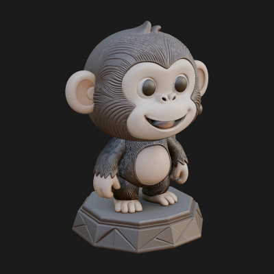 Cute Cartoon Monkey Statue Design 4 3D Print Model