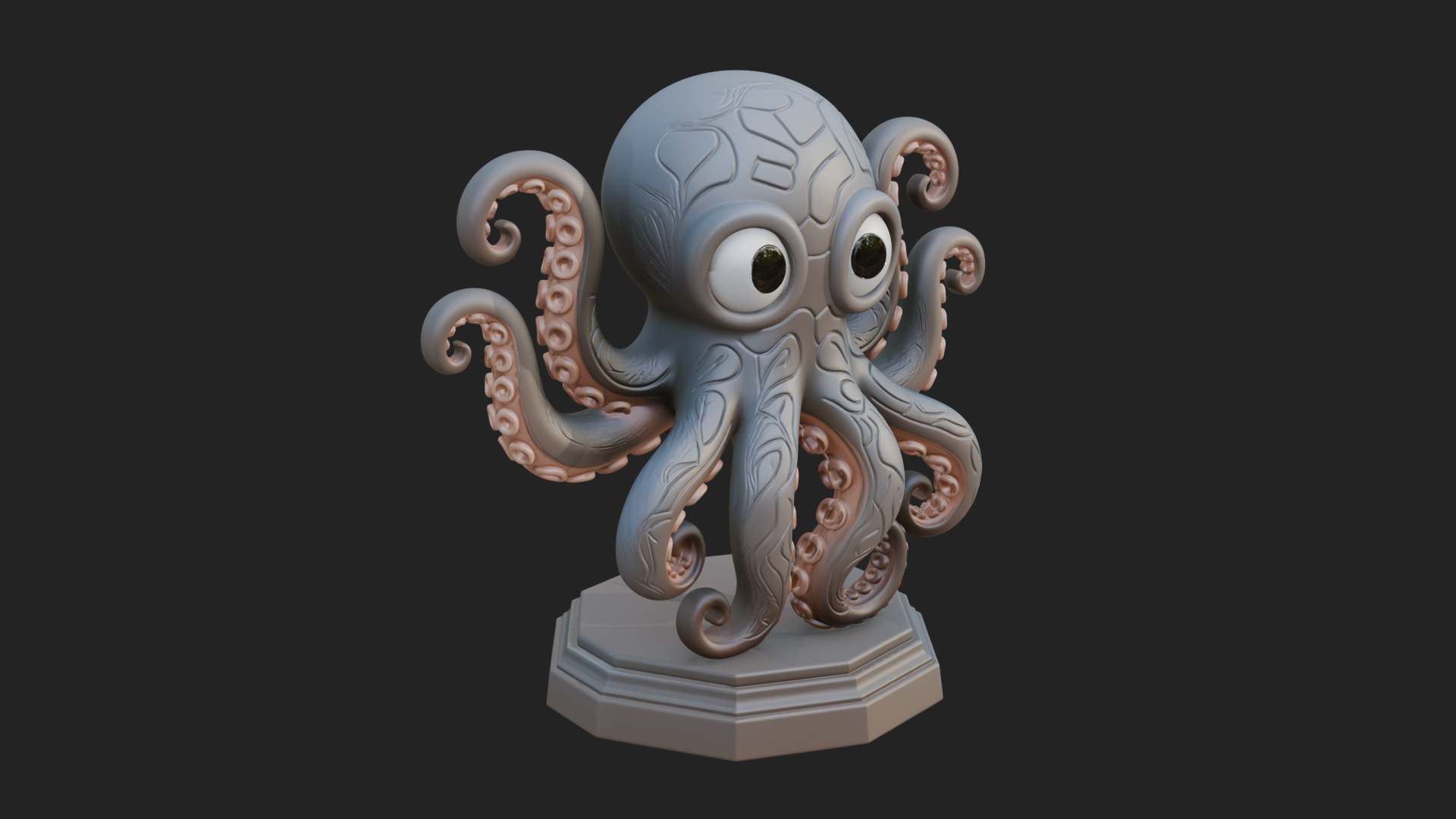 Cute Cartoon Octopus Statue Design 1 3D Print Model 3D Model