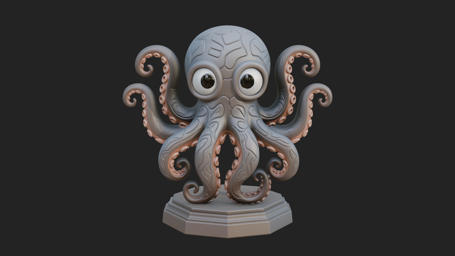Cute Cartoon Octopus Statue Design 1 3D Print Model 3D Model