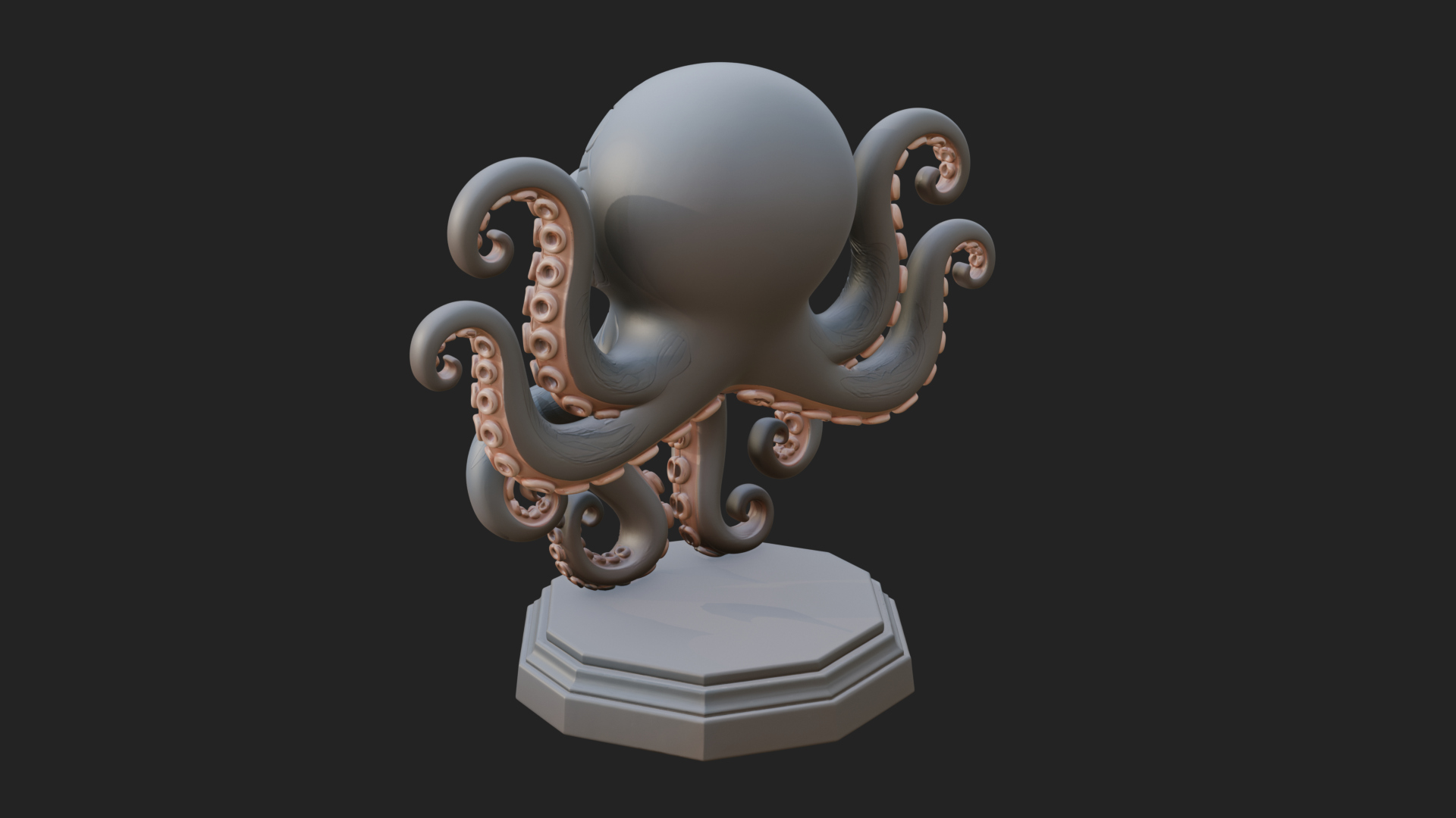 Cute Cartoon Octopus Statue Design 1 3D Print Model 3D Model