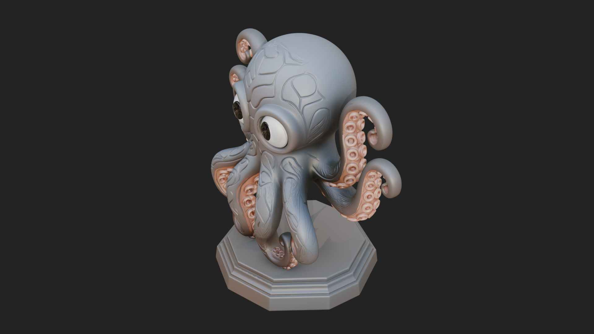Cute Cartoon Octopus Statue Design 1 3D Print Model 3D Model