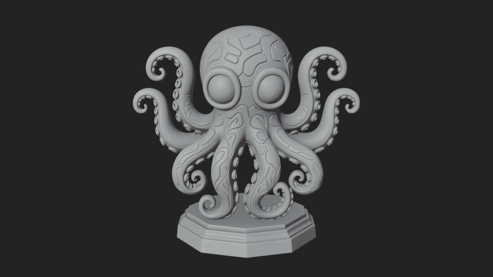Cute Cartoon Octopus Statue Design 1 3D Print Model 3D Model
