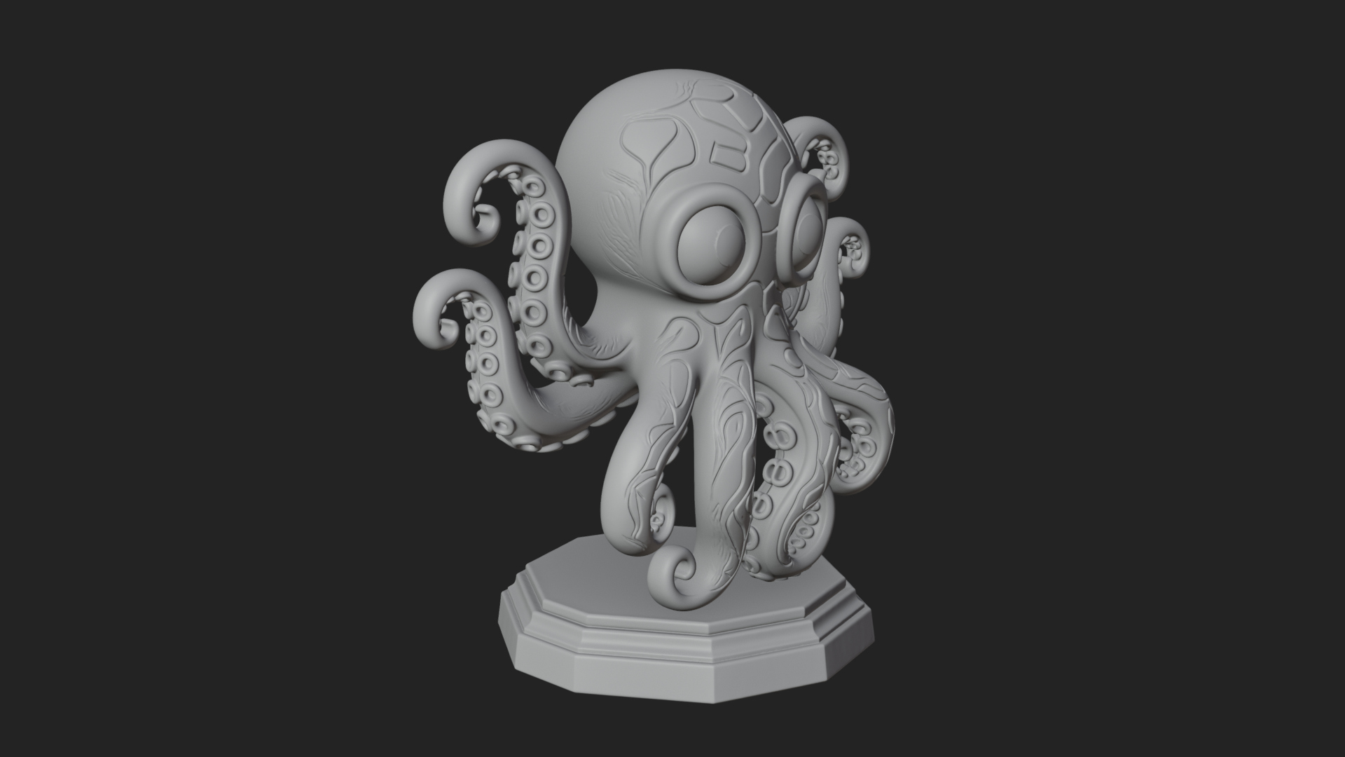 Cute Cartoon Octopus Statue Design 1 3D Print Model 3D Model