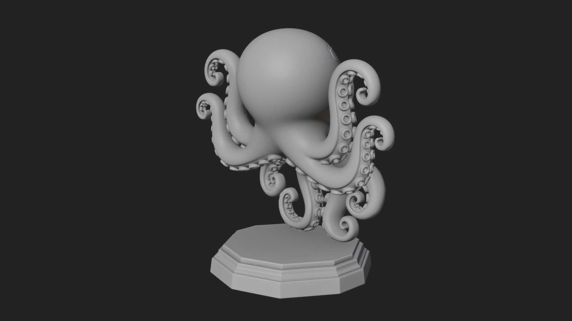 Cute Cartoon Octopus Statue Design 1 3D Print Model 3D Model