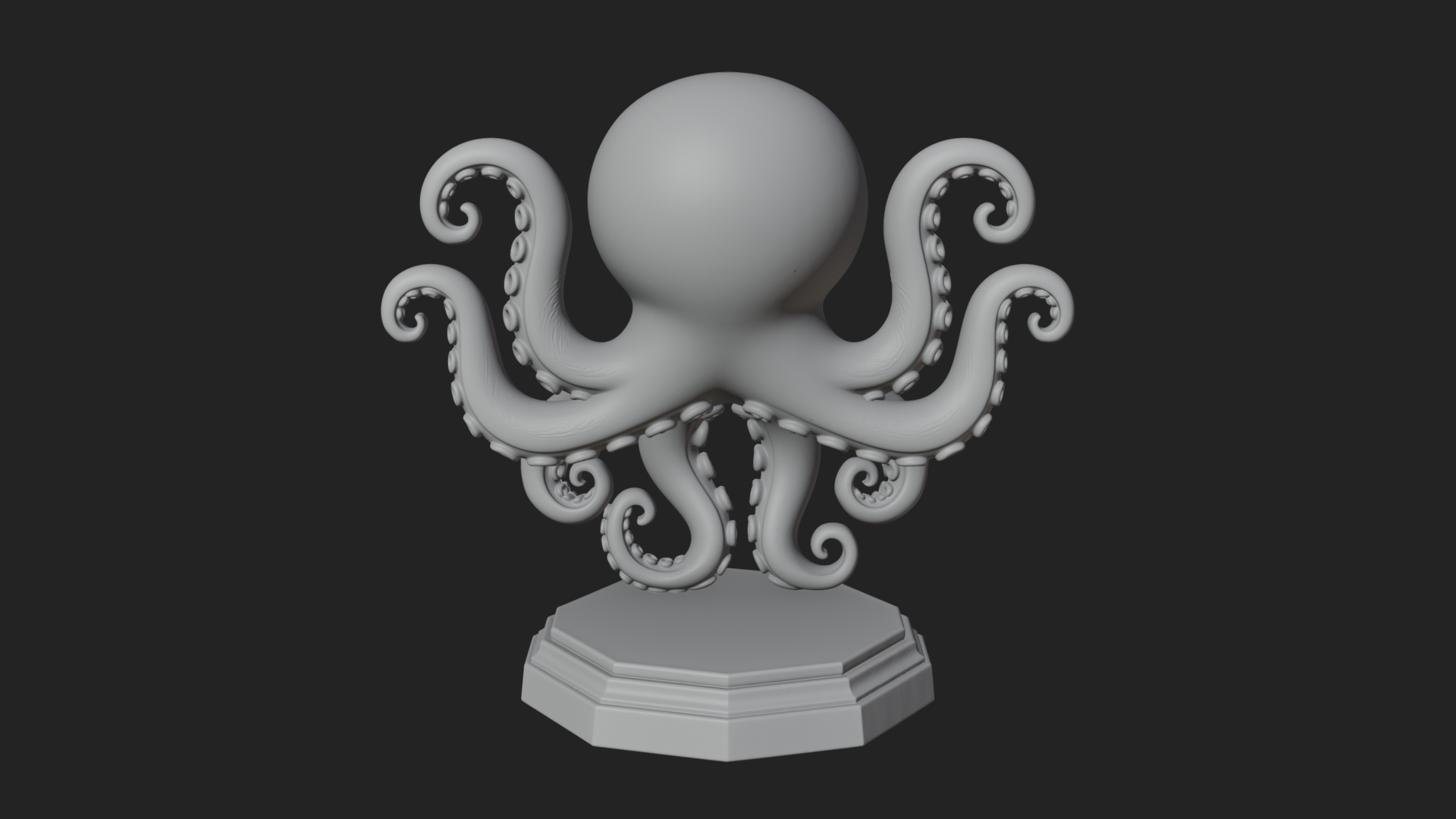Cute Cartoon Octopus Statue Design 1 3D Print Model 3D Model