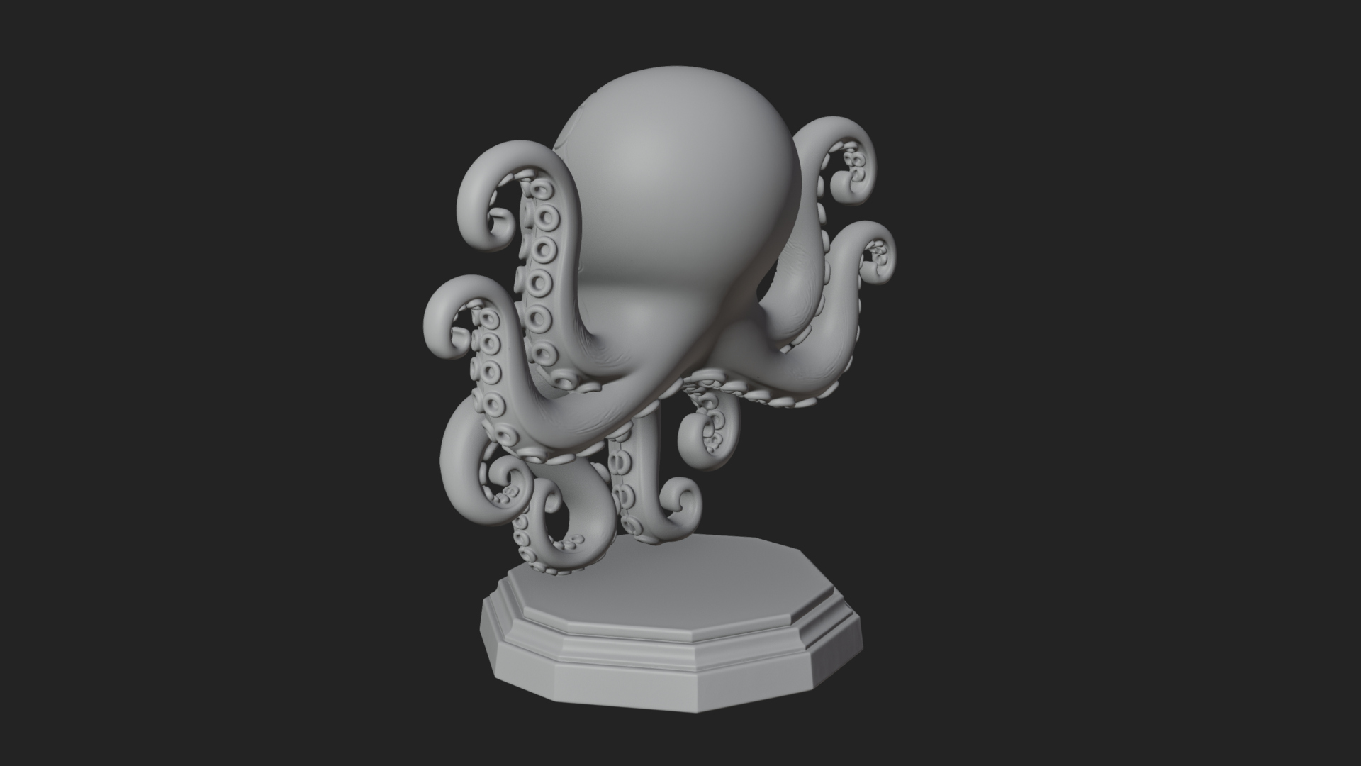 Cute Cartoon Octopus Statue Design 1 3D Print Model 3D Model