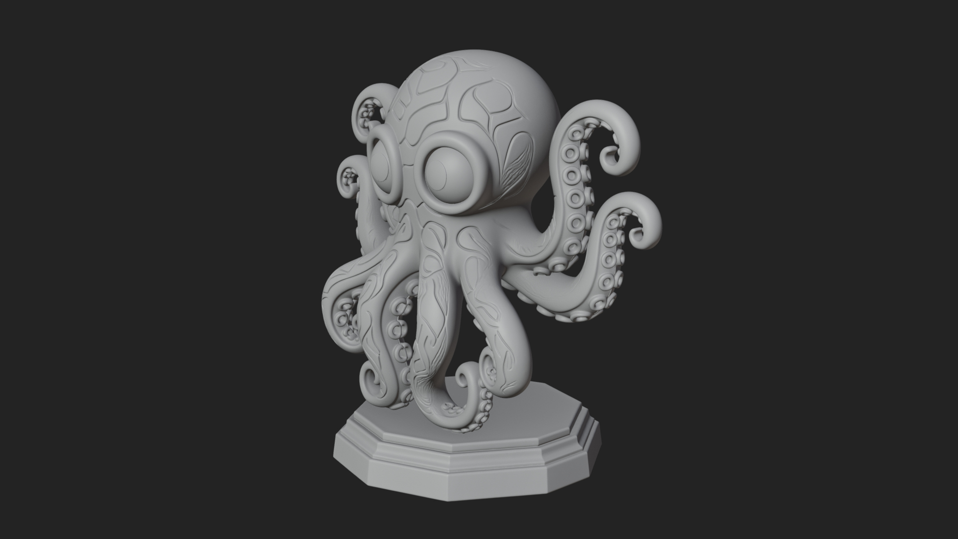 Cute Cartoon Octopus Statue Design 1 3D Print Model 3D Model