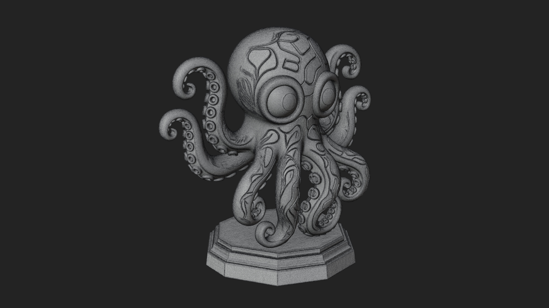 Cute Cartoon Octopus Statue Design 1 3D Print Model 3D Model