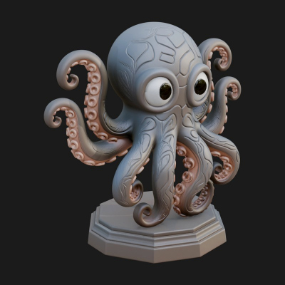 Cute Cartoon Octopus Statue Design 1 3D Print Model