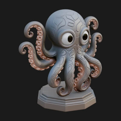 Cute Cartoon Octopus Statue Design 1 3D Print Model