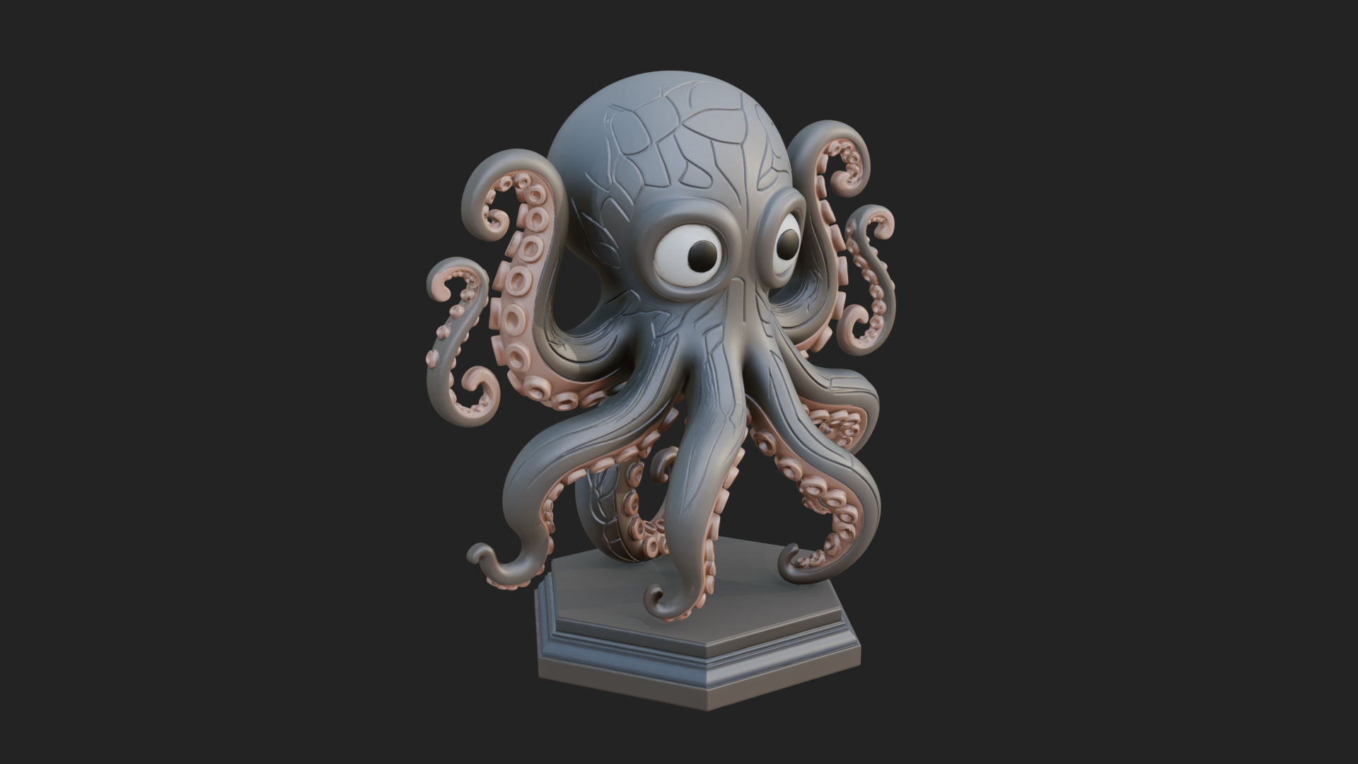 Cute Cartoon Octopus Statue Design 2 3D Print Model 3D Model