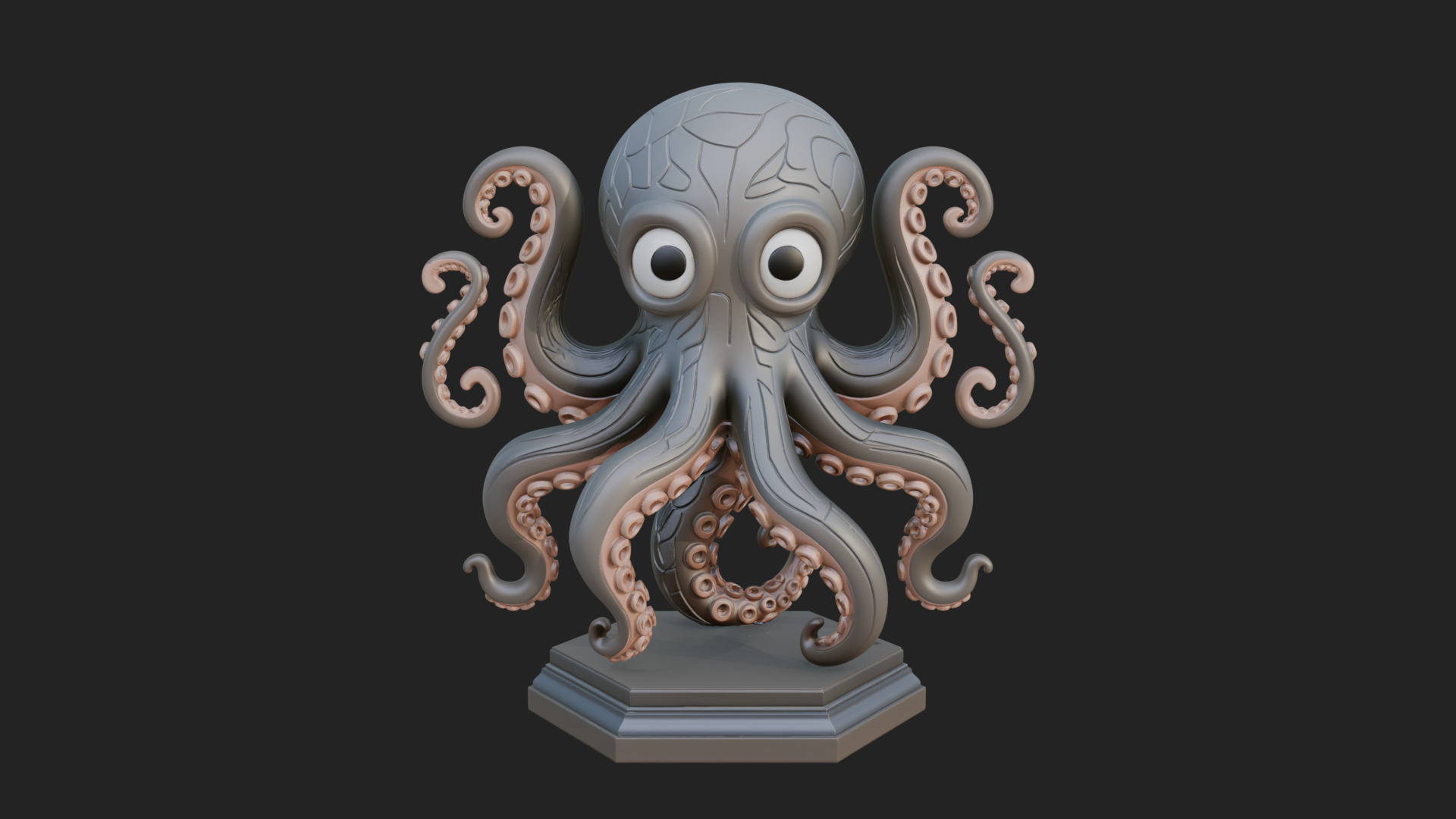 Cute Cartoon Octopus Statue Design 2 3D Print Model 3D Model