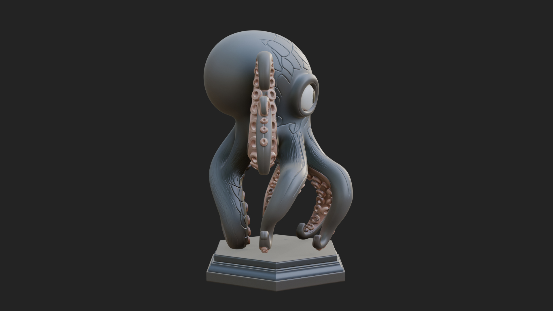 Cute Cartoon Octopus Statue Design 2 3D Print Model 3D Model