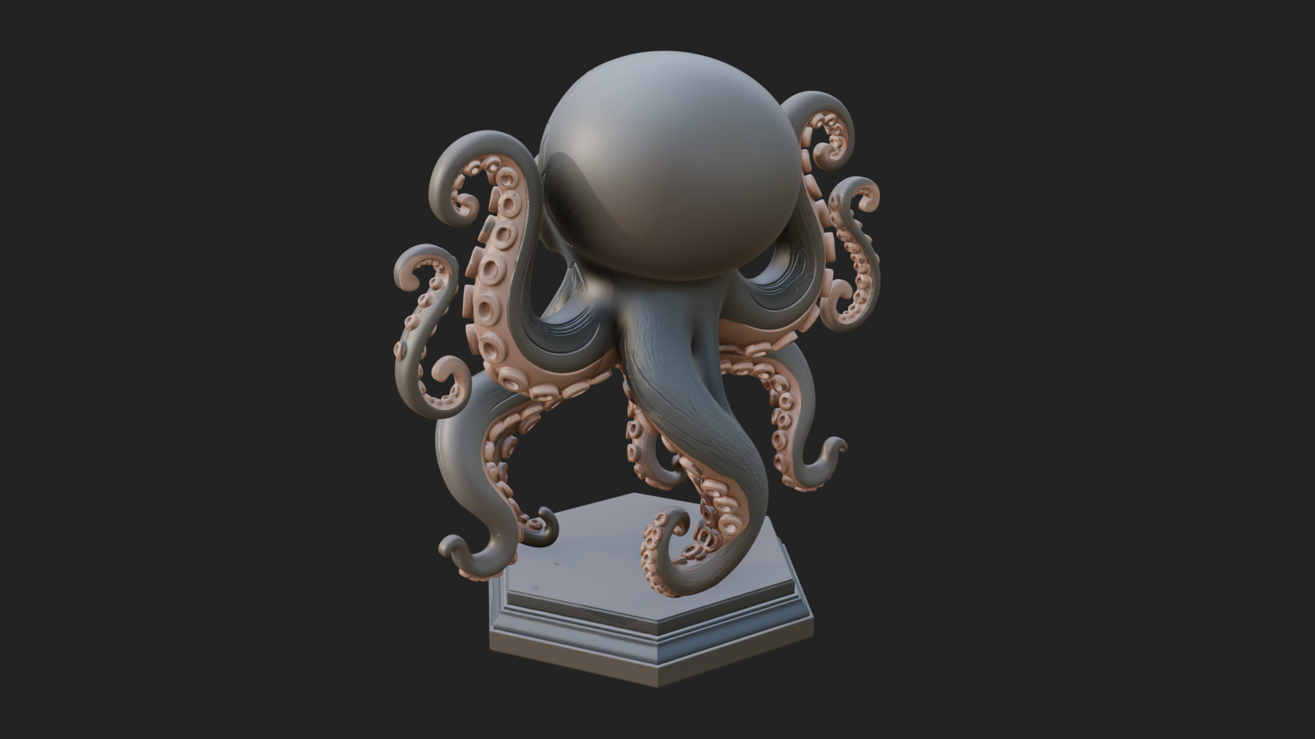 Cute Cartoon Octopus Statue Design 2 3D Print Model 3D Model