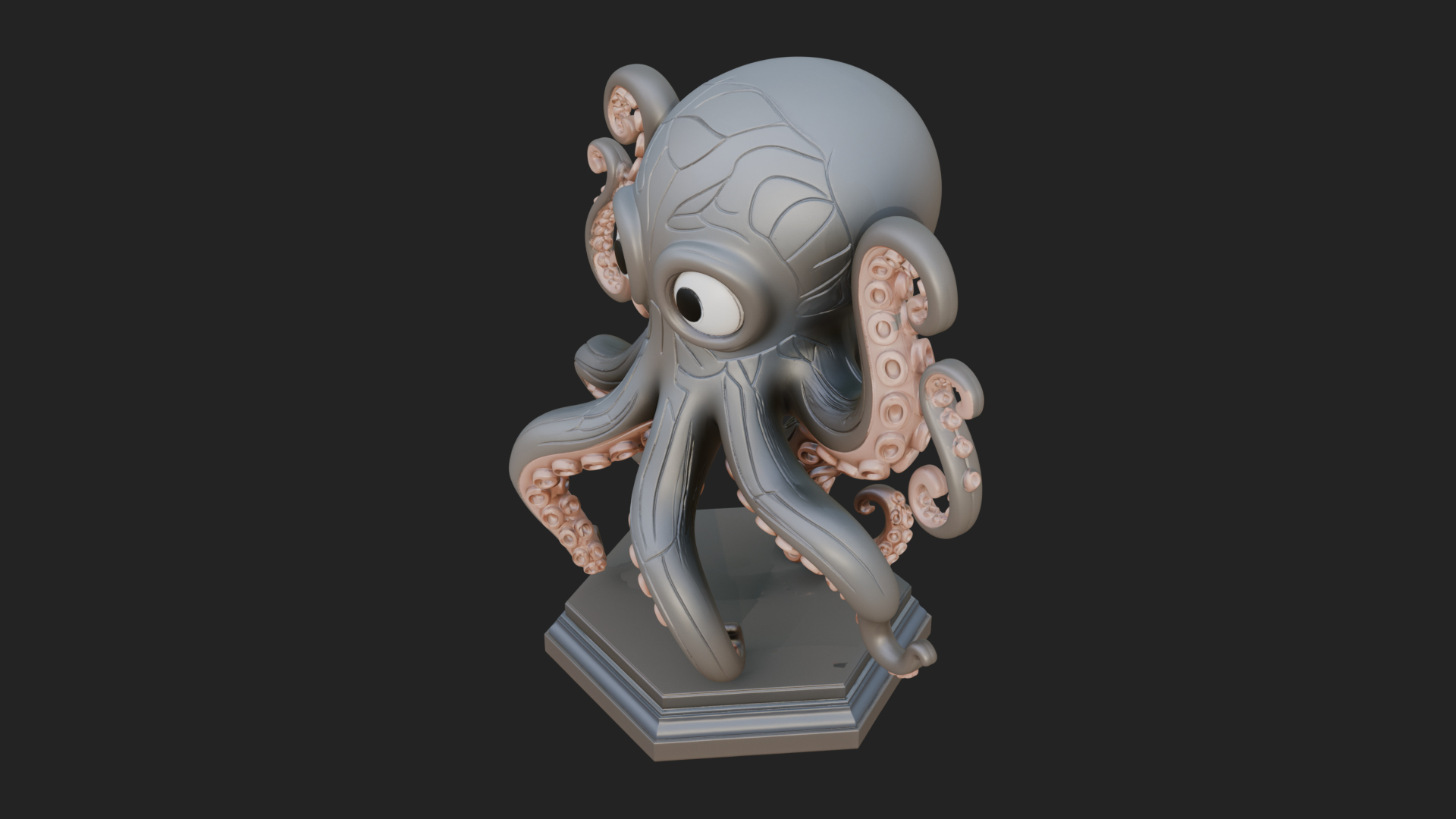 Cute Cartoon Octopus Statue Design 2 3D Print Model 3D Model