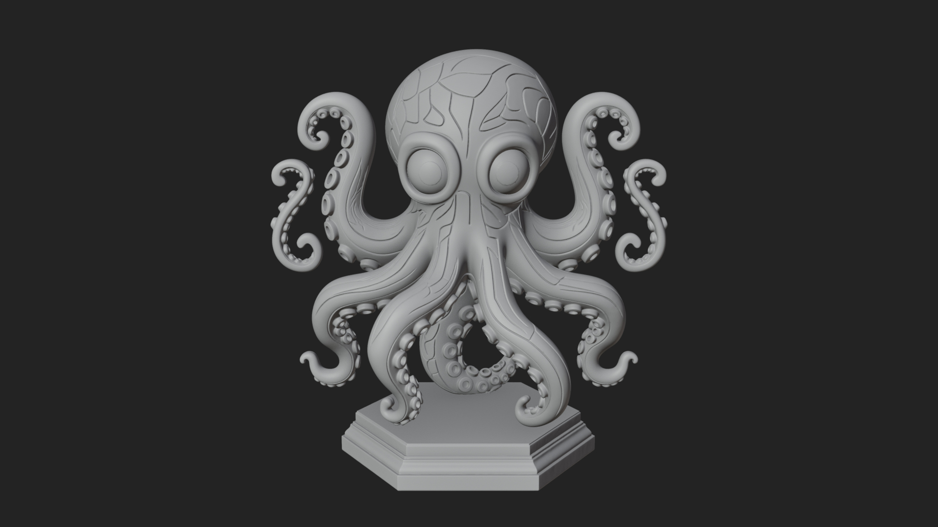 Cute Cartoon Octopus Statue Design 2 3D Print Model 3D Model