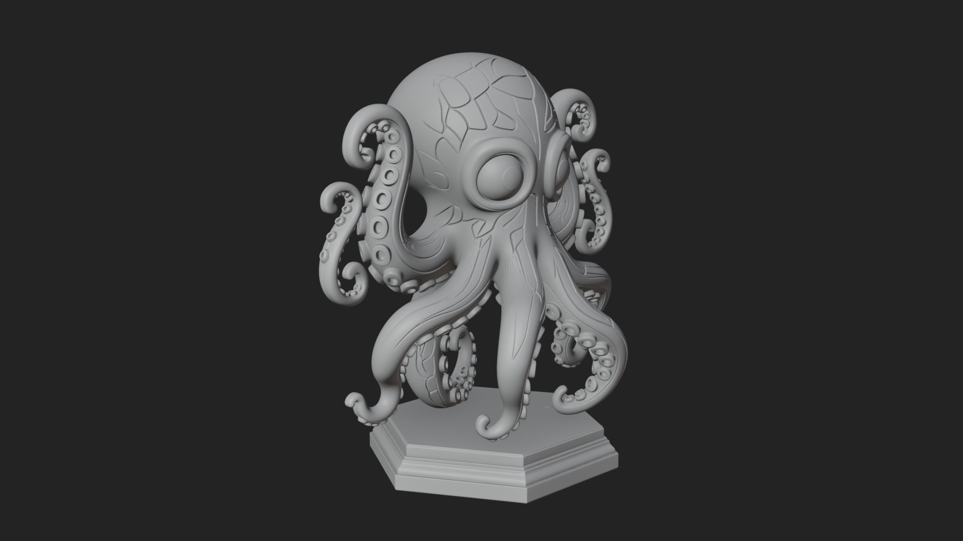 Cute Cartoon Octopus Statue Design 2 3D Print Model 3D Model