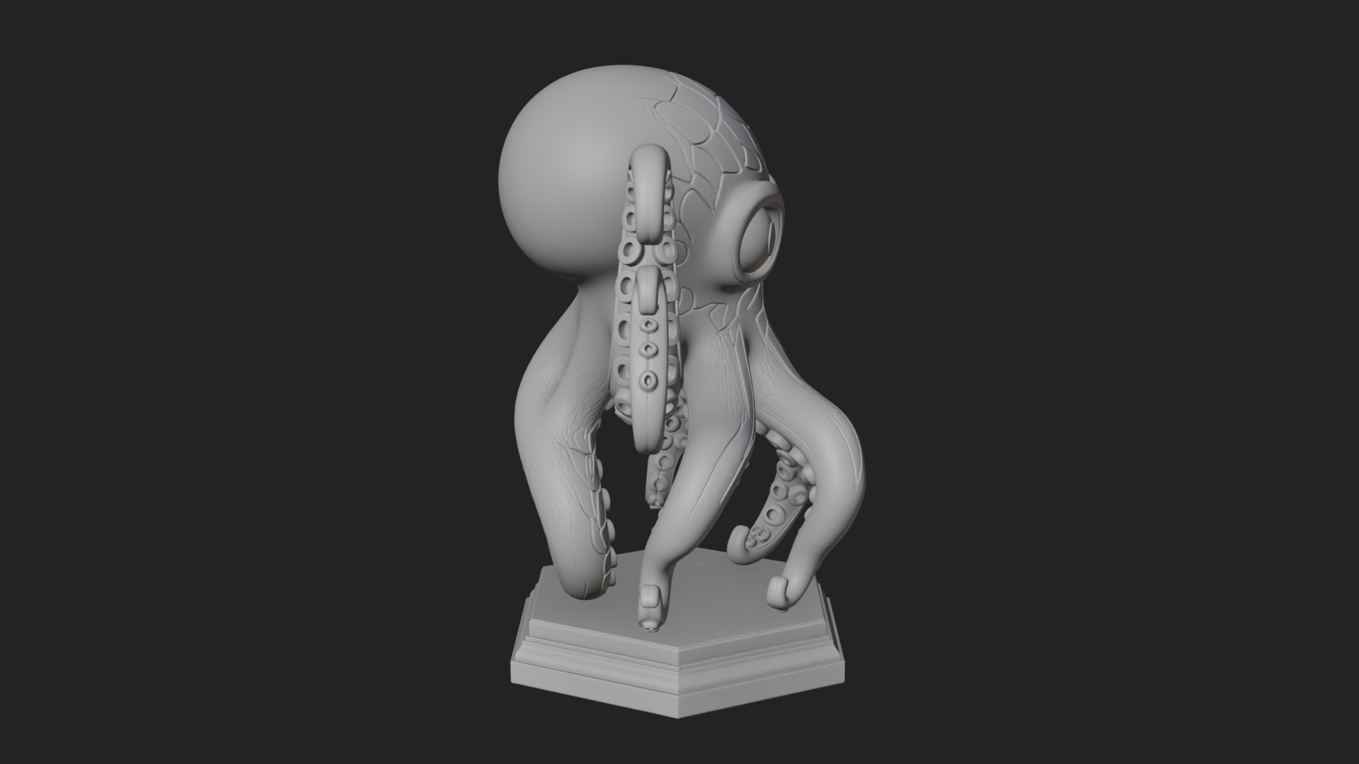 Cute Cartoon Octopus Statue Design 2 3D Print Model 3D Model