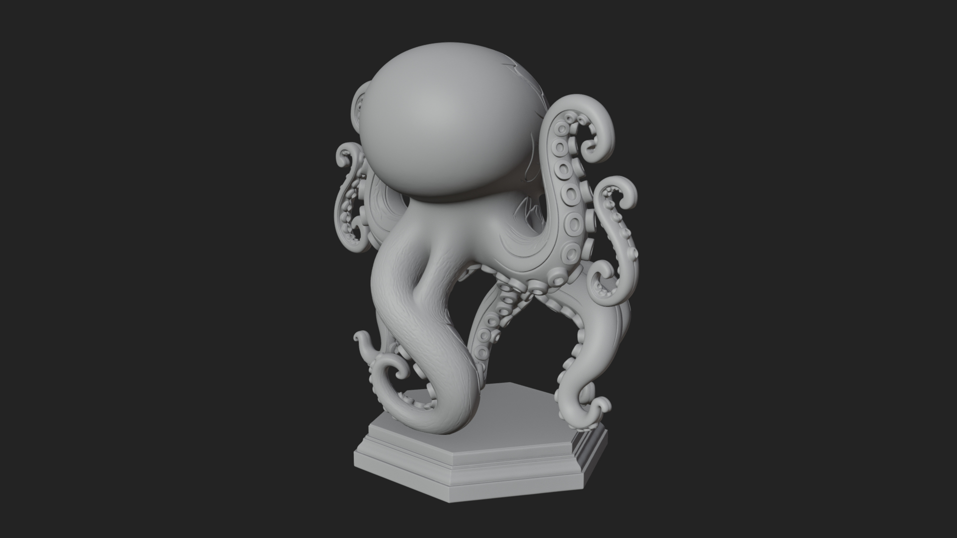 Cute Cartoon Octopus Statue Design 2 3D Print Model 3D Model