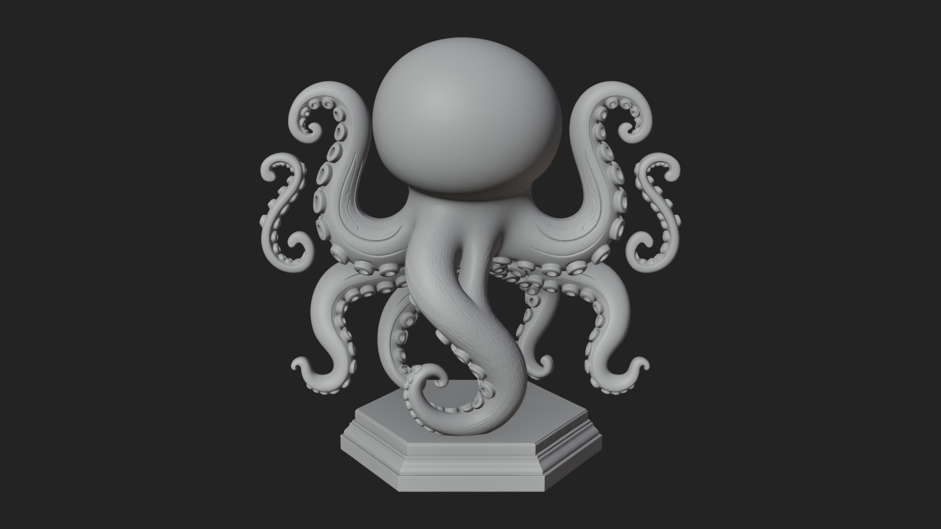 Cute Cartoon Octopus Statue Design 2 3D Print Model 3D Model
