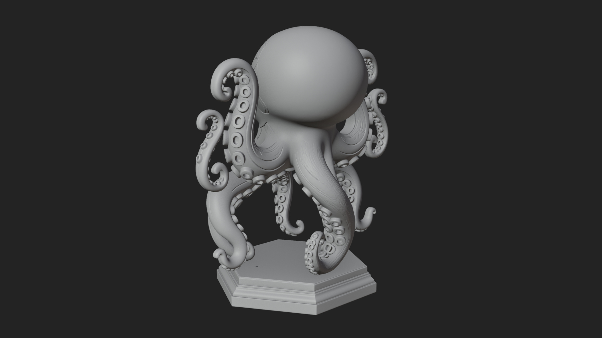 Cute Cartoon Octopus Statue Design 2 3D Print Model 3D Model