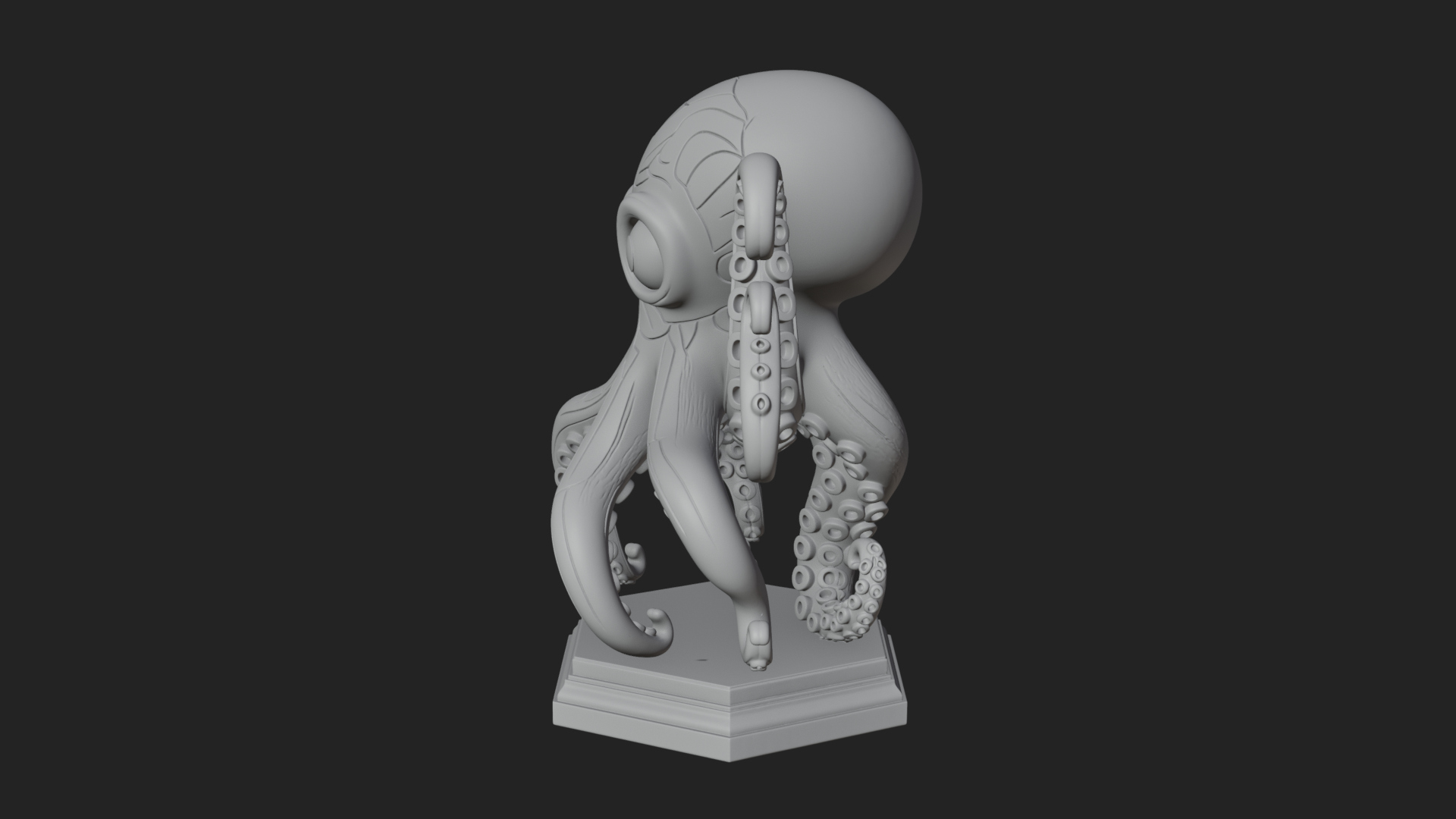 Cute Cartoon Octopus Statue Design 2 3D Print Model 3D Model