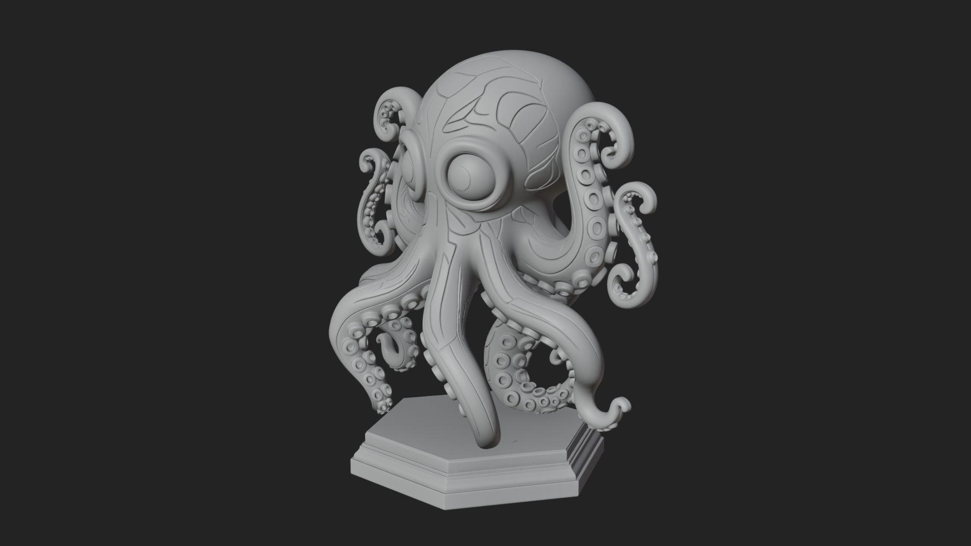 Cute Cartoon Octopus Statue Design 2 3D Print Model 3D Model