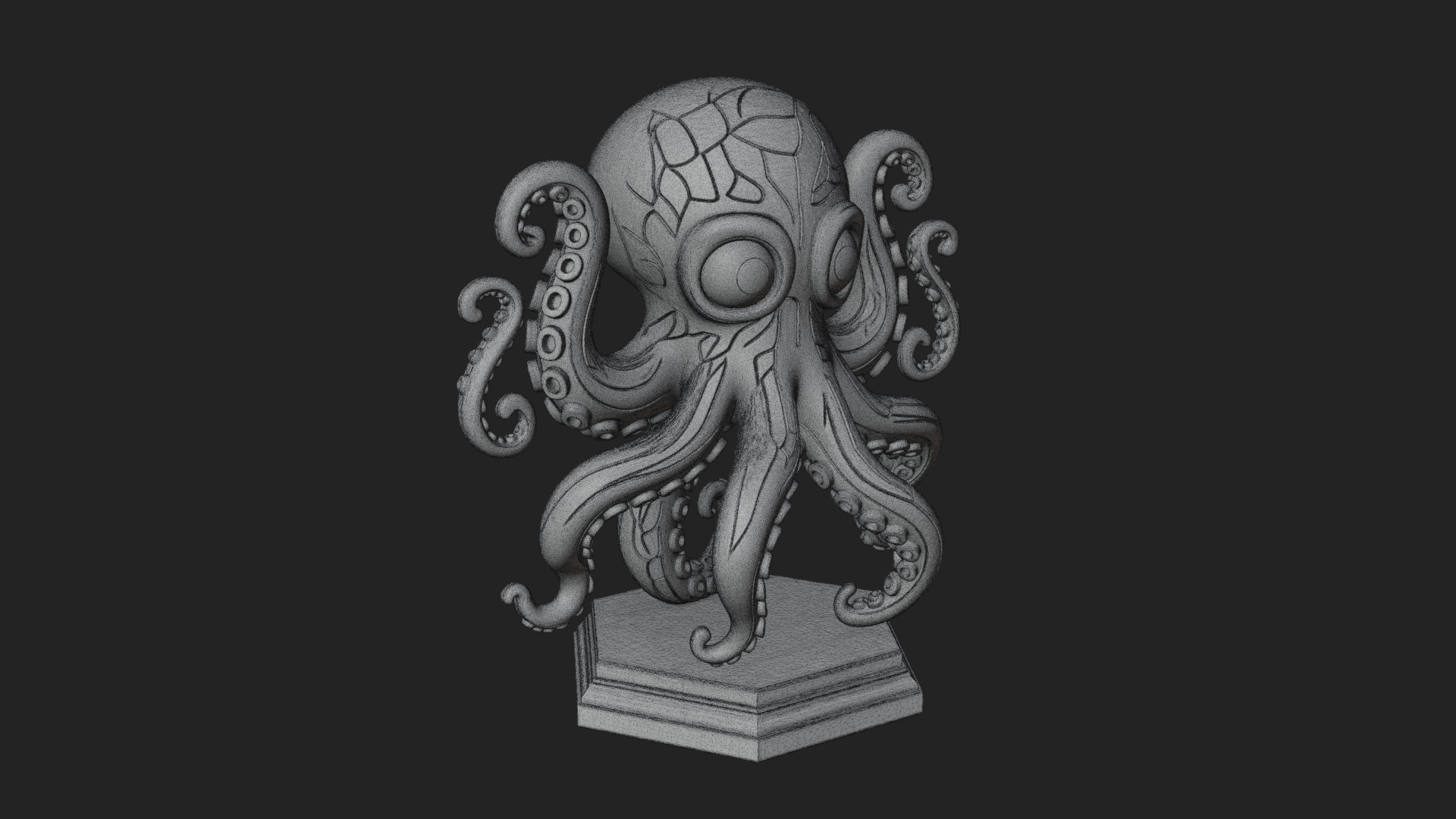 Cute Cartoon Octopus Statue Design 2 3D Print Model 3D Model