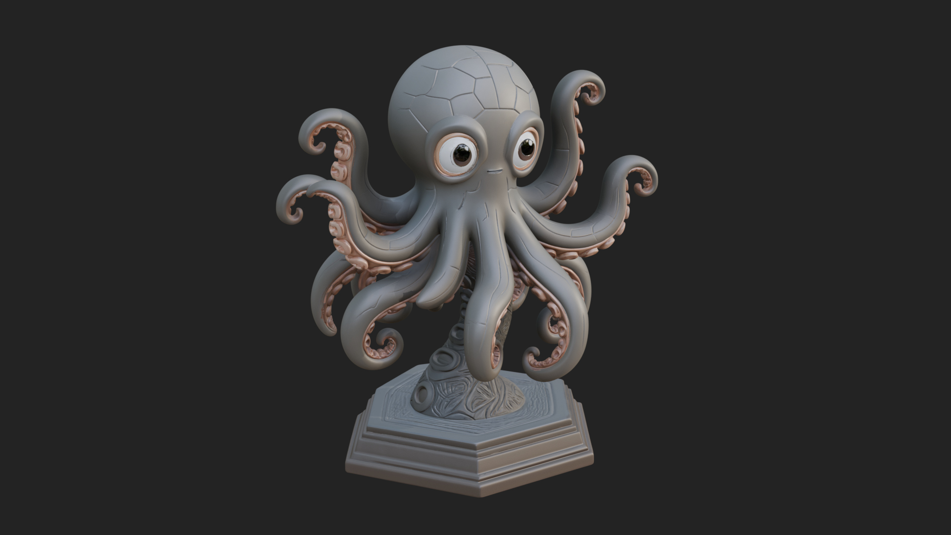 Cute Cartoon Octopus Statue Design 3 3D Print Model 3D Model
