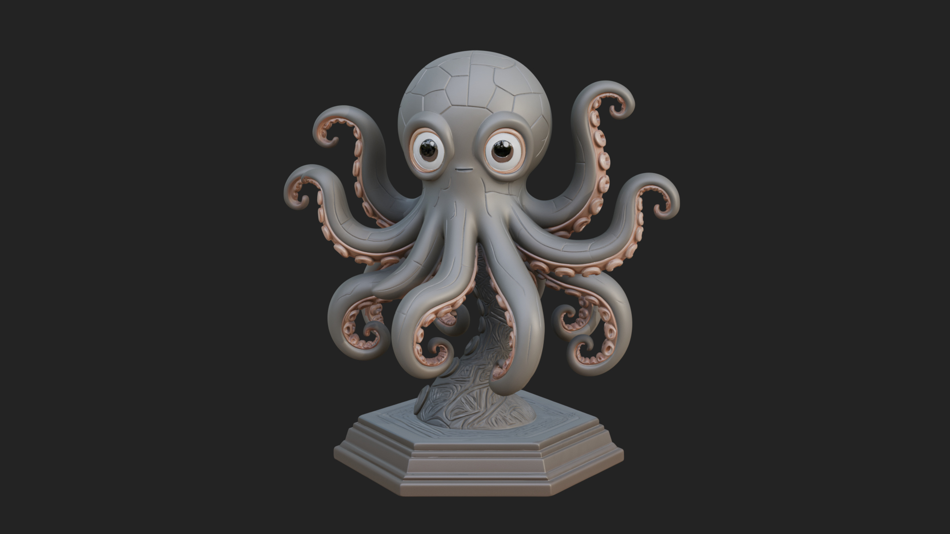 Cute Cartoon Octopus Statue Design 3 3D Print Model 3D Model