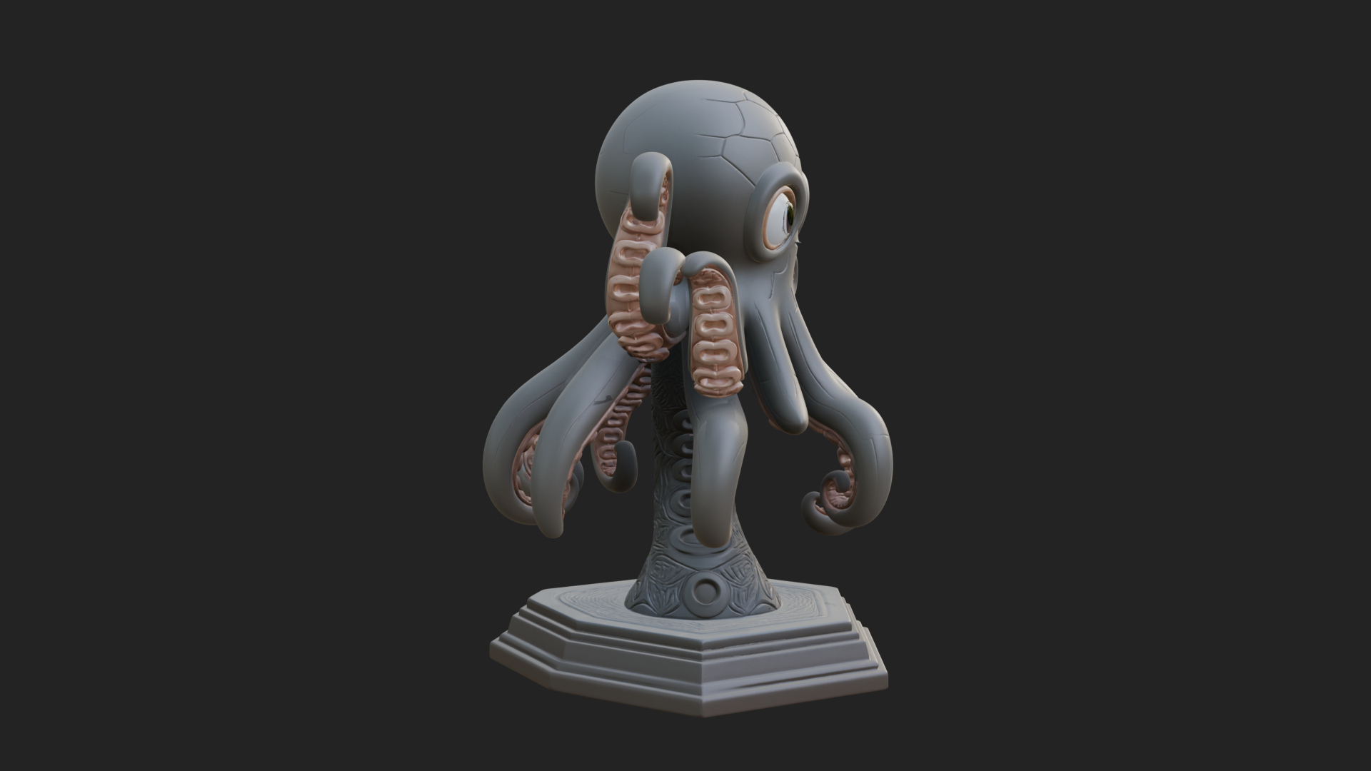 Cute Cartoon Octopus Statue Design 3 3D Print Model 3D Model