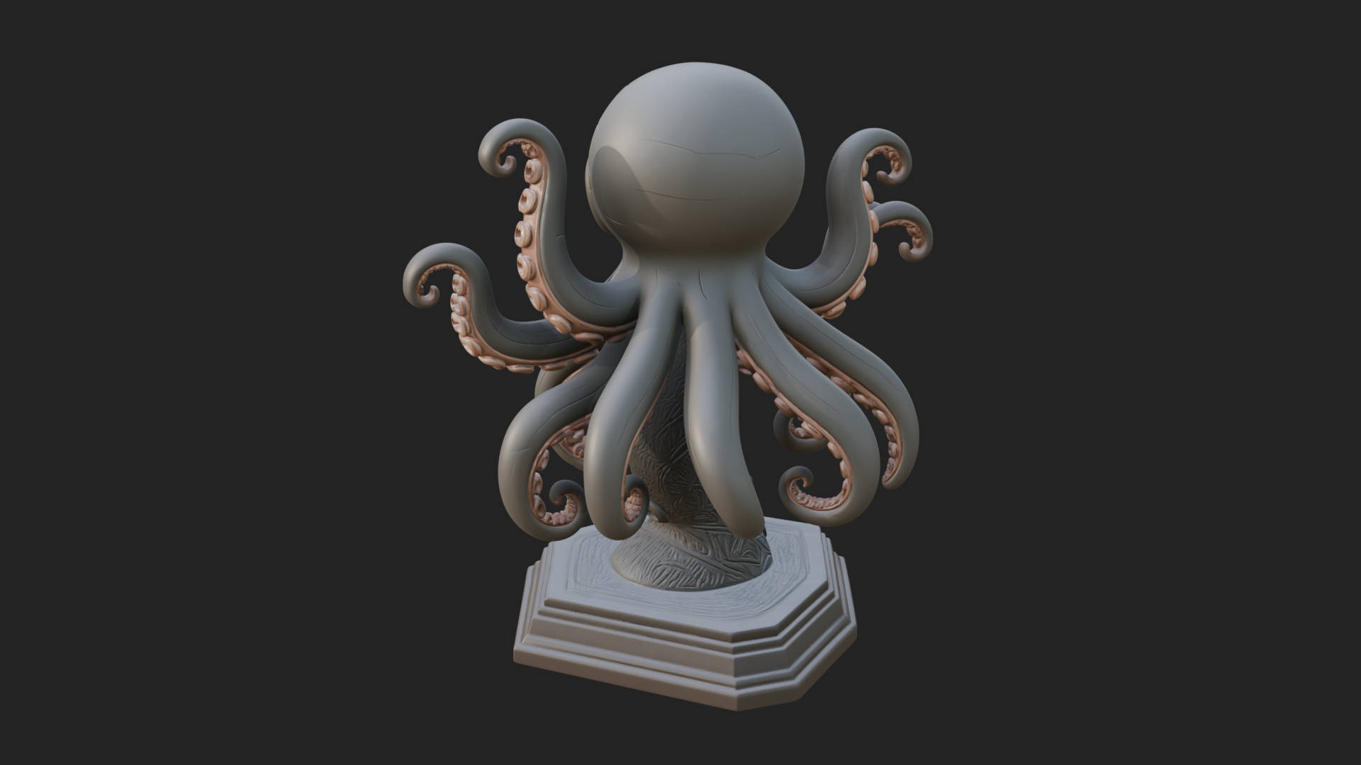 Cute Cartoon Octopus Statue Design 3 3D Print Model 3D Model