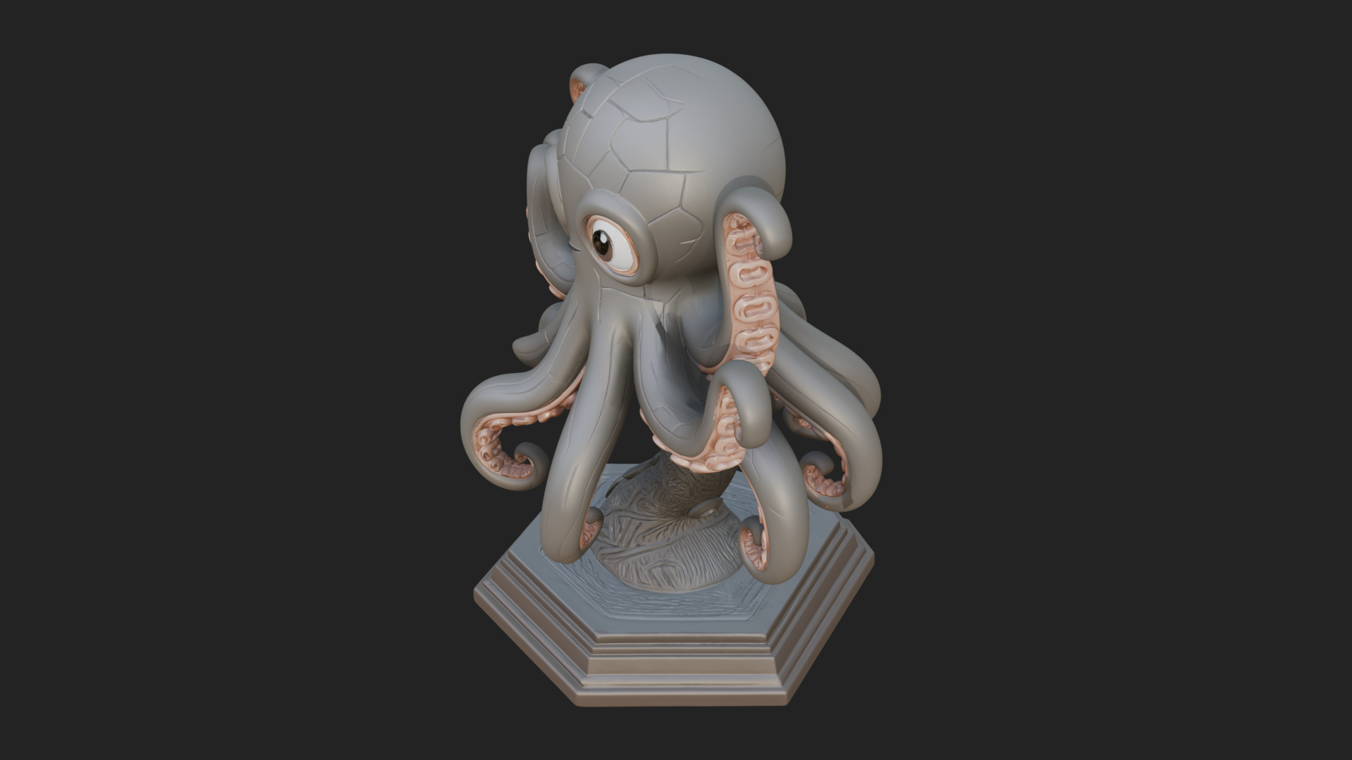 Cute Cartoon Octopus Statue Design 3 3D Print Model 3D Model