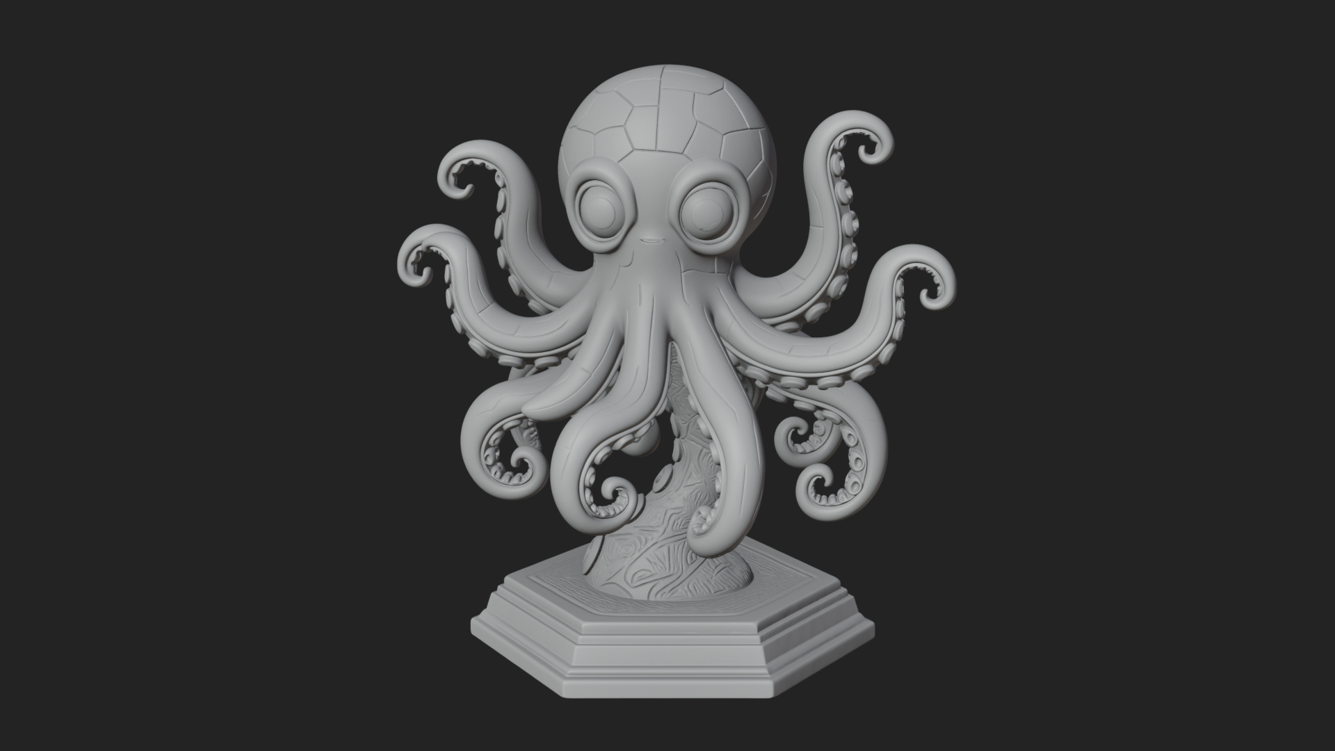 Cute Cartoon Octopus Statue Design 3 3D Print Model 3D Model