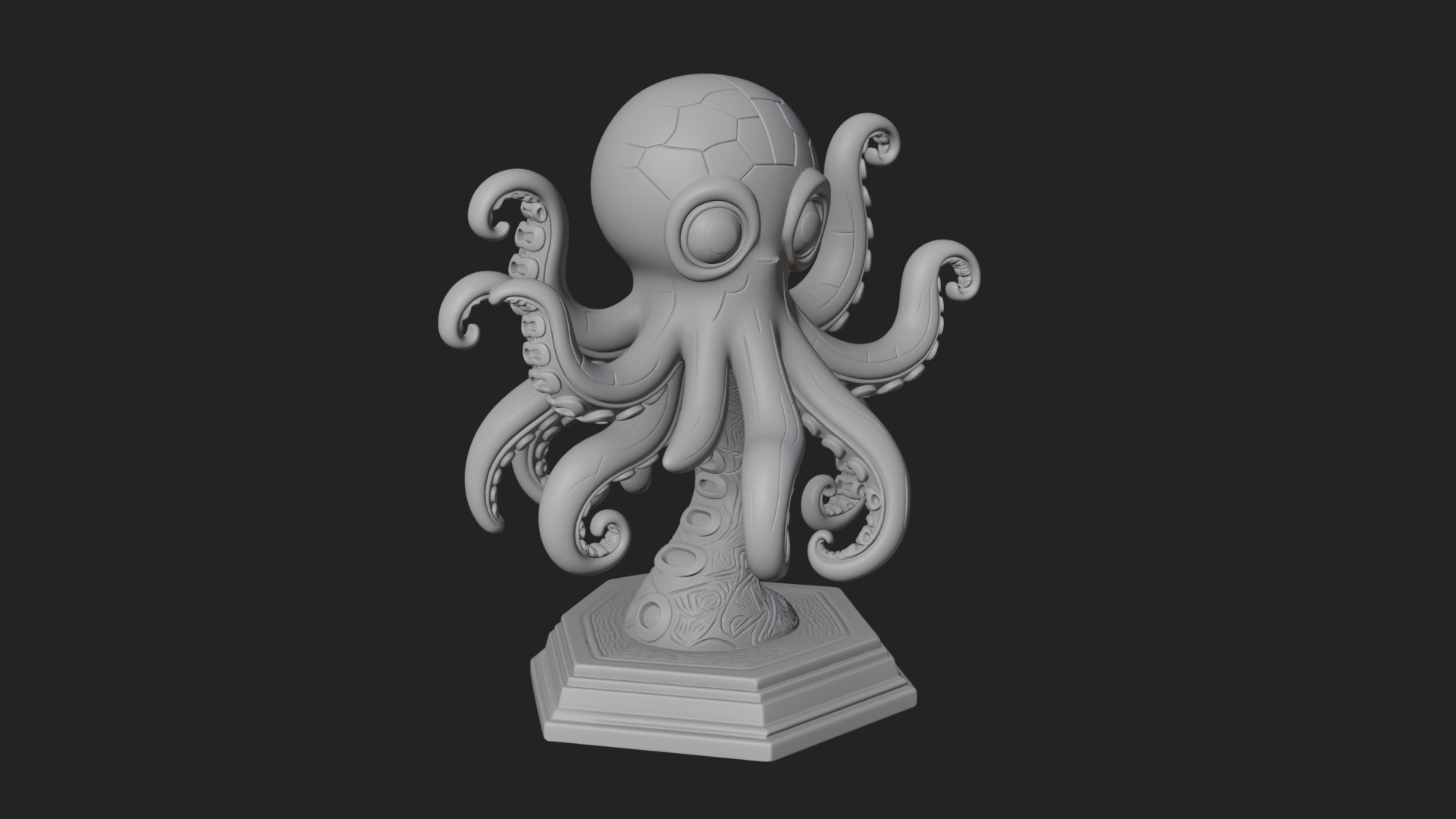 Cute Cartoon Octopus Statue Design 3 3D Print Model 3D Model