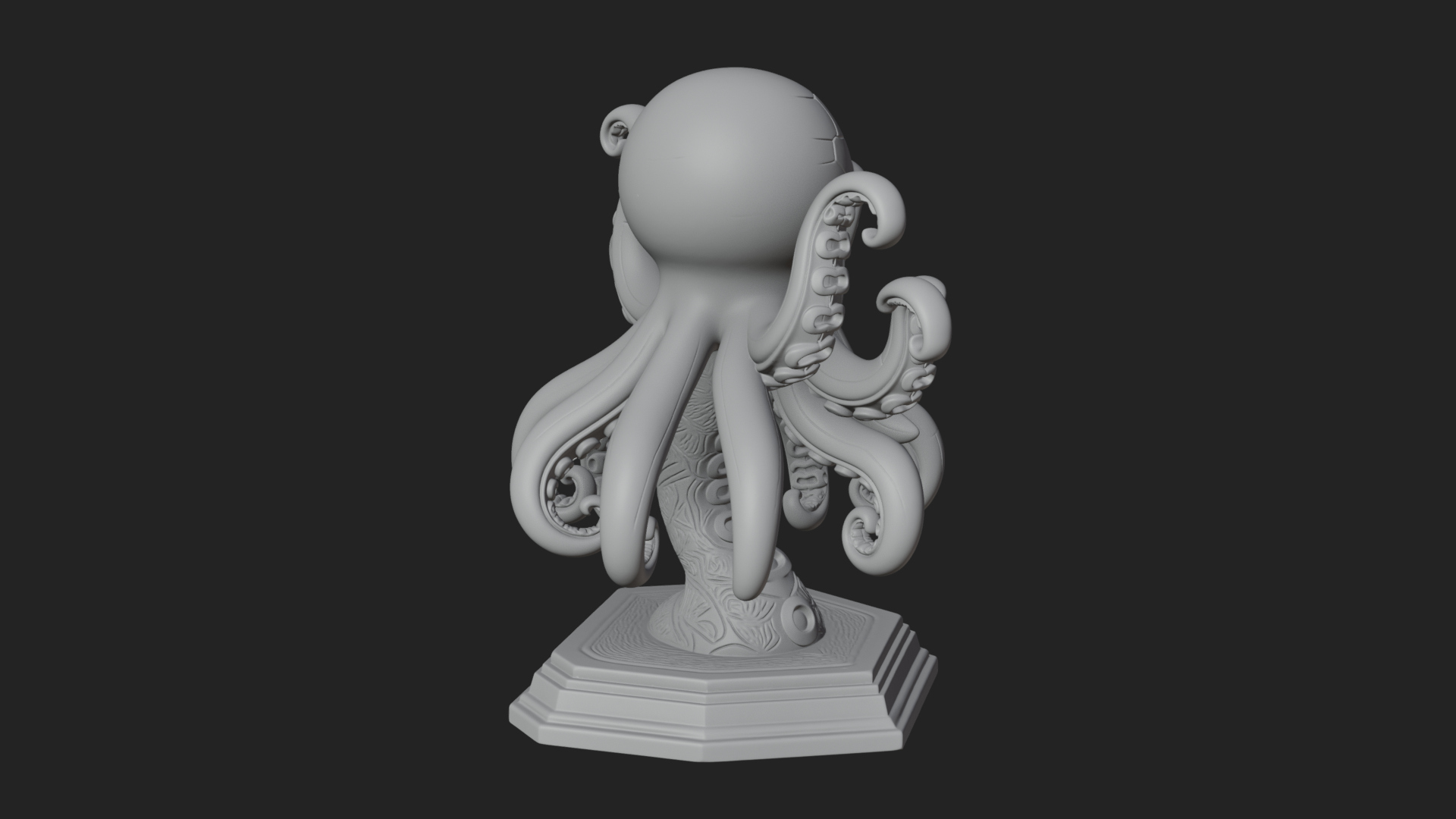Cute Cartoon Octopus Statue Design 3 3D Print Model 3D Model