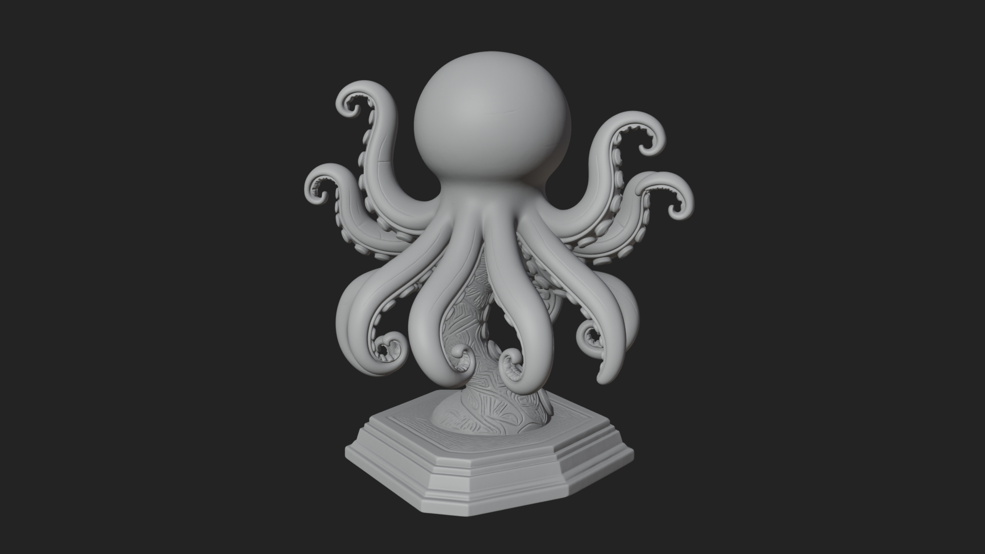 Cute Cartoon Octopus Statue Design 3 3D Print Model 3D Model