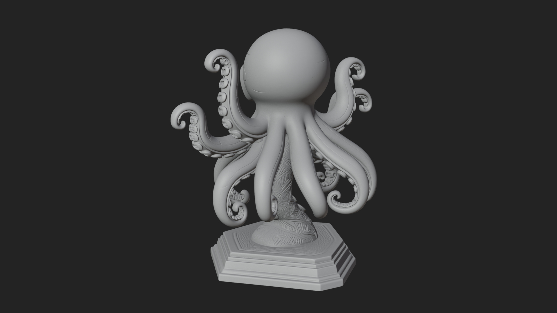 Cute Cartoon Octopus Statue Design 3 3D Print Model 3D Model