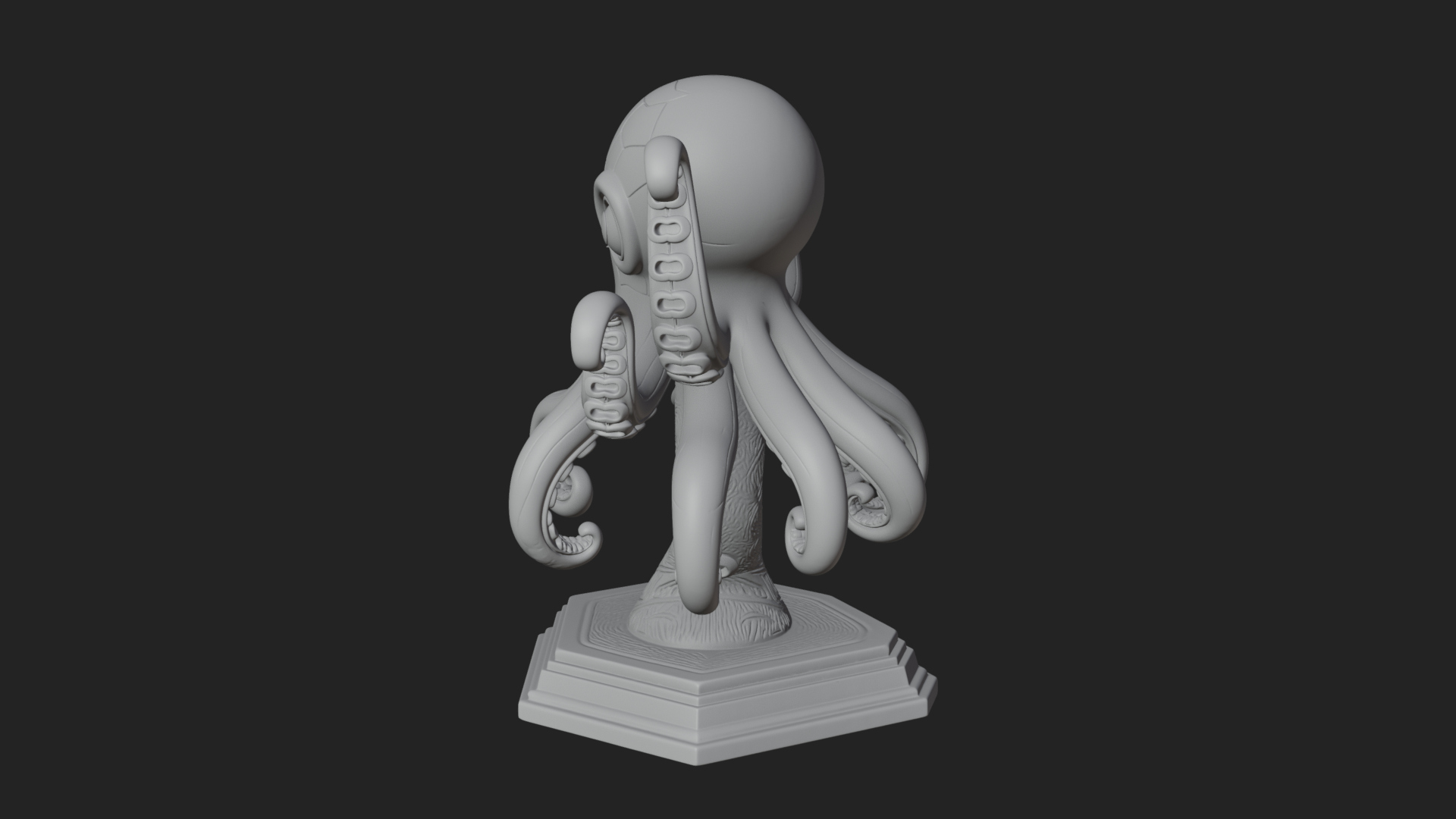 Cute Cartoon Octopus Statue Design 3 3D Print Model 3D Model