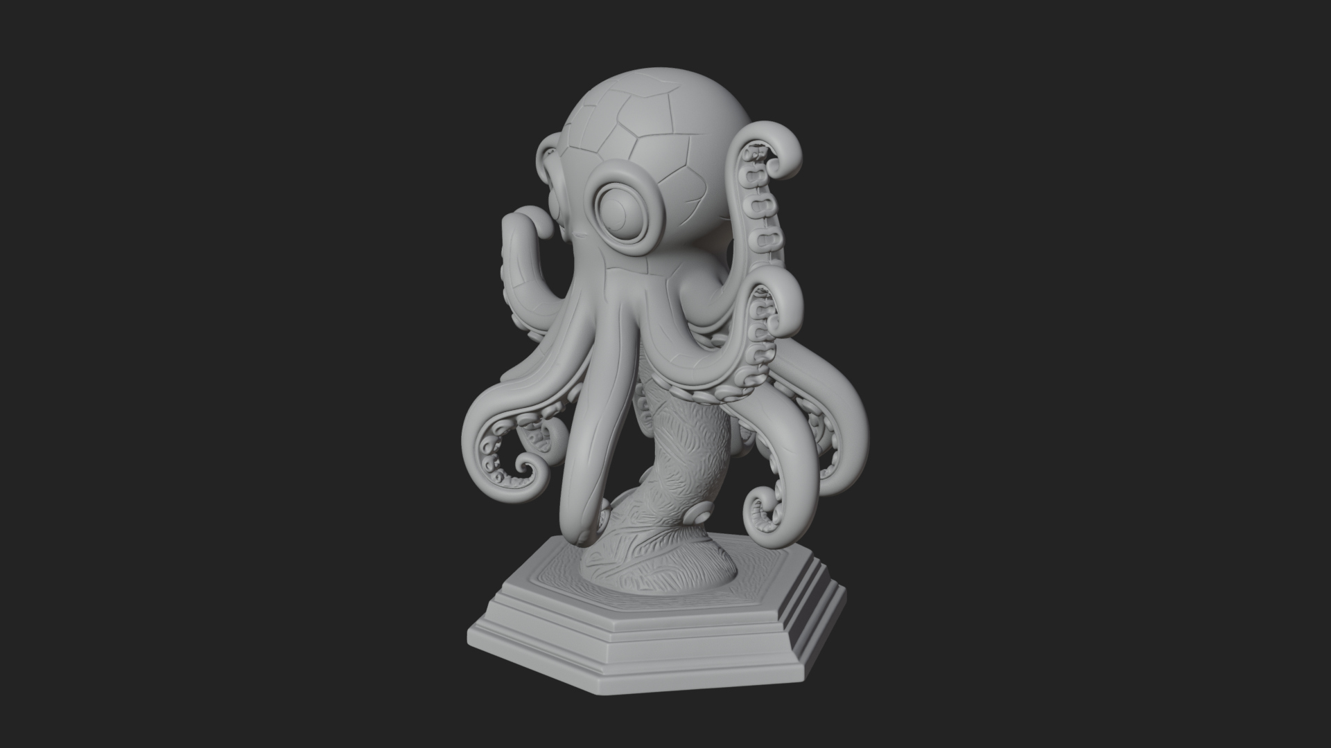 Cute Cartoon Octopus Statue Design 3 3D Print Model 3D Model