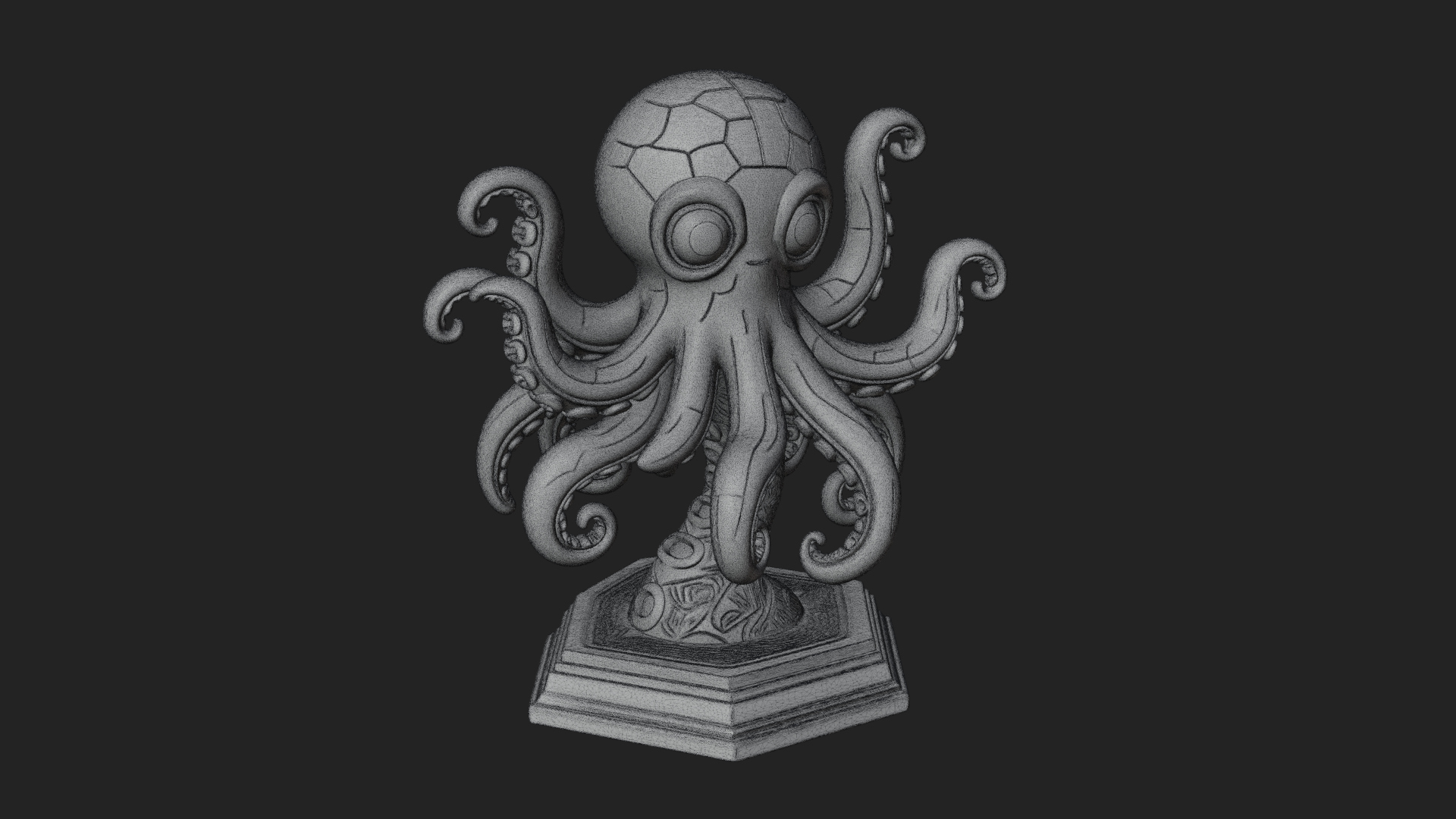 Cute Cartoon Octopus Statue Design 3 3D Print Model 3D Model