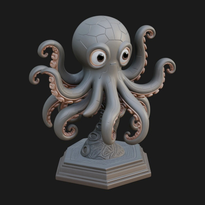 Cute Cartoon Octopus Statue Design 3 3D Print Model