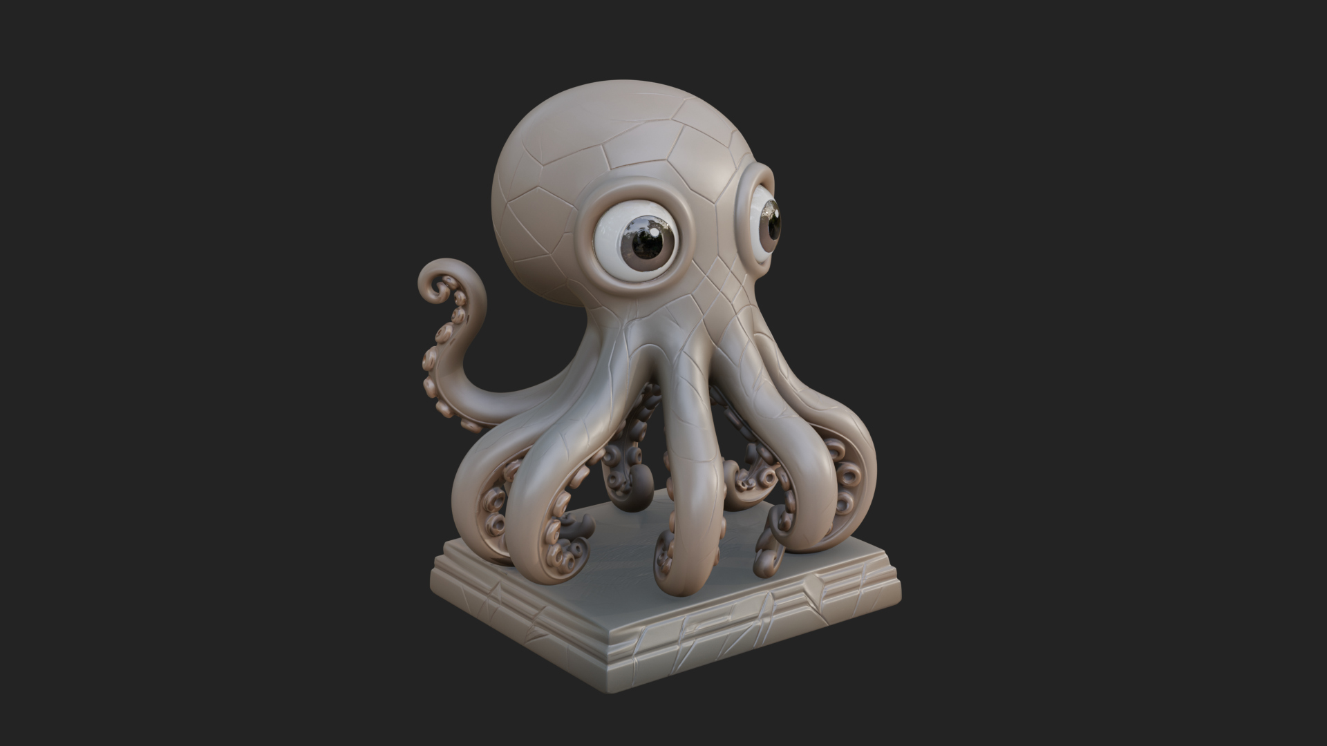 Cute Cartoon Octopus Statue Design 4 3D Print Model 3D Model