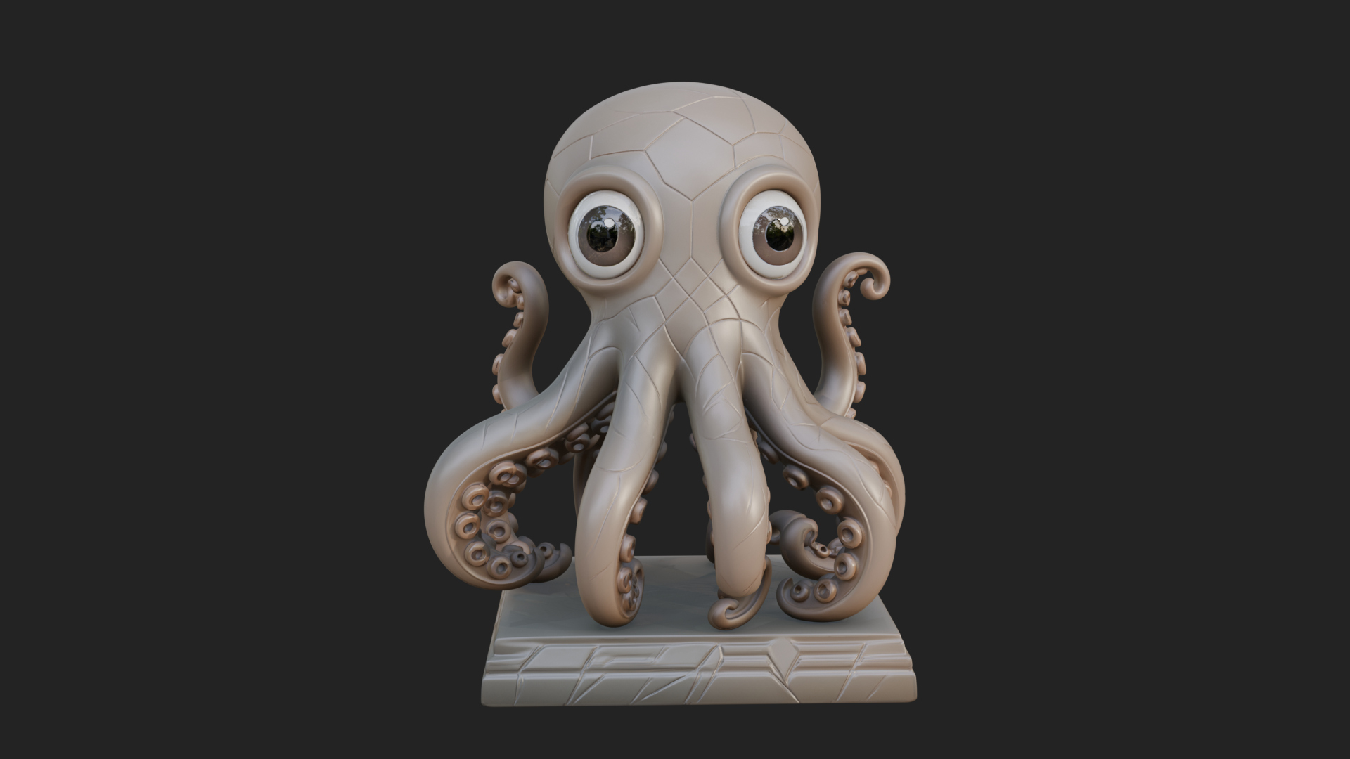 Cute Cartoon Octopus Statue Design 4 3D Print Model 3D Model
