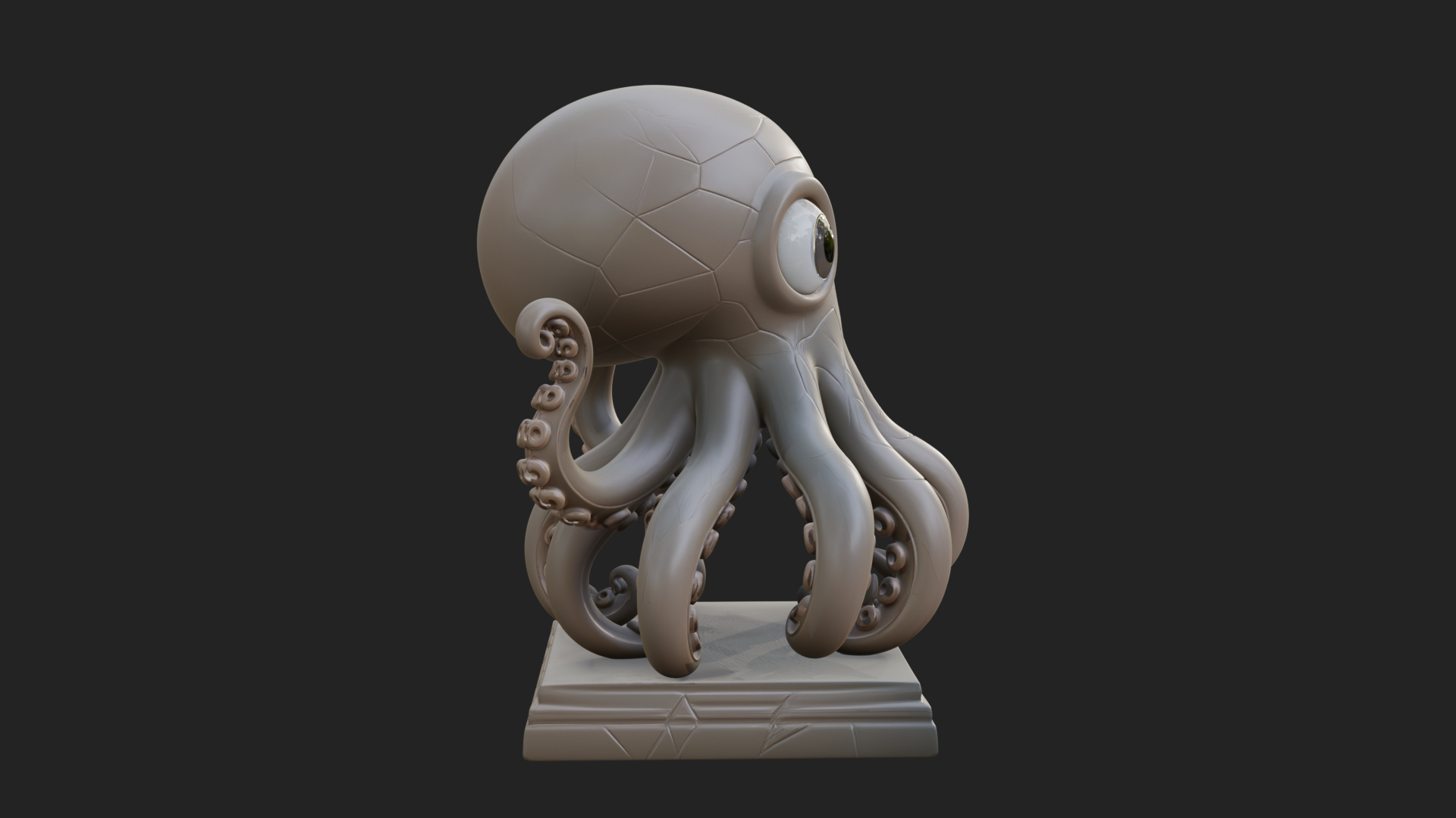 Cute Cartoon Octopus Statue Design 4 3D Print Model 3D Model